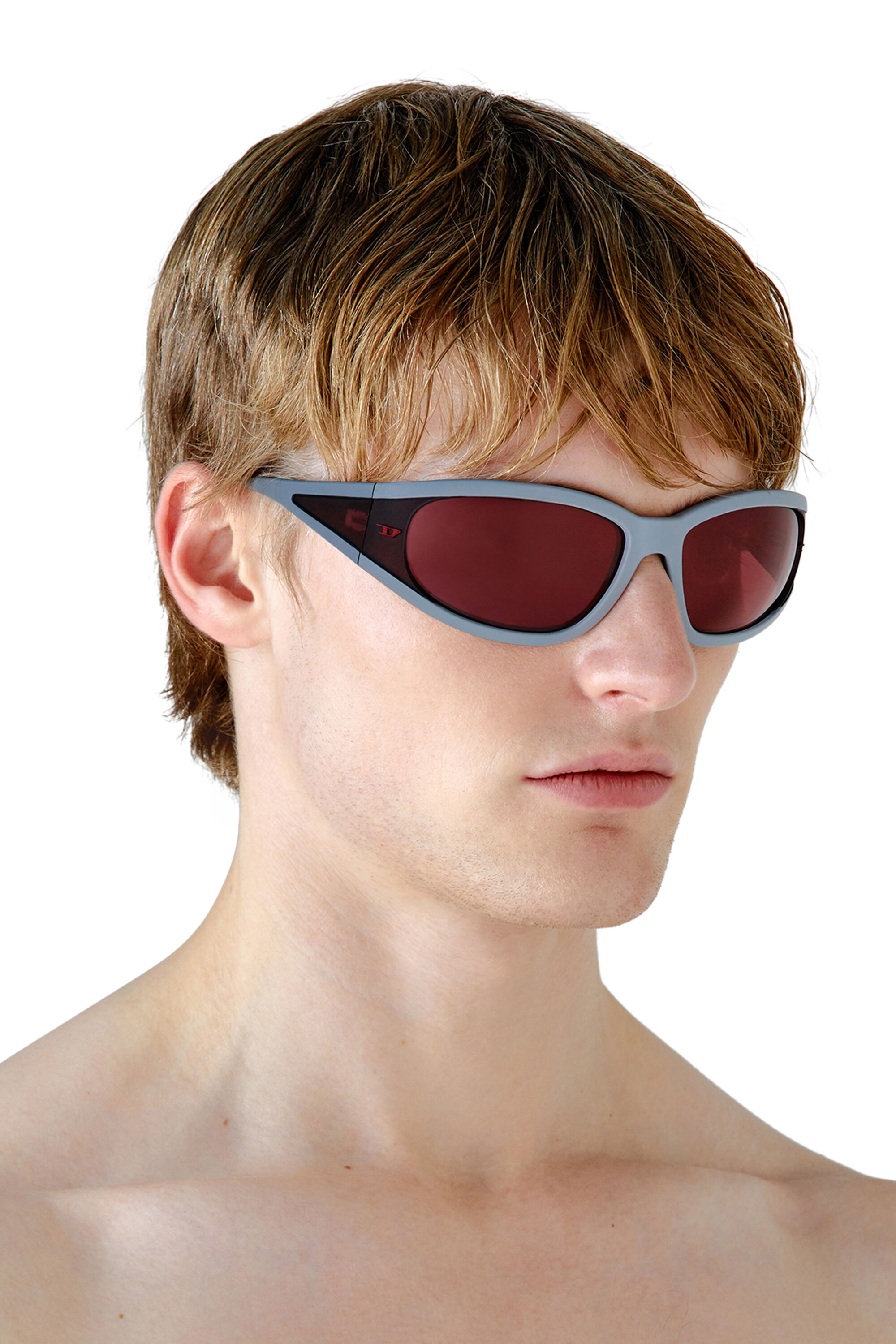 Diesel - 0DL3002, Unisex Sonnenbrille aus acetat mit rechteckigen gläsern in Grau/Rot - 4