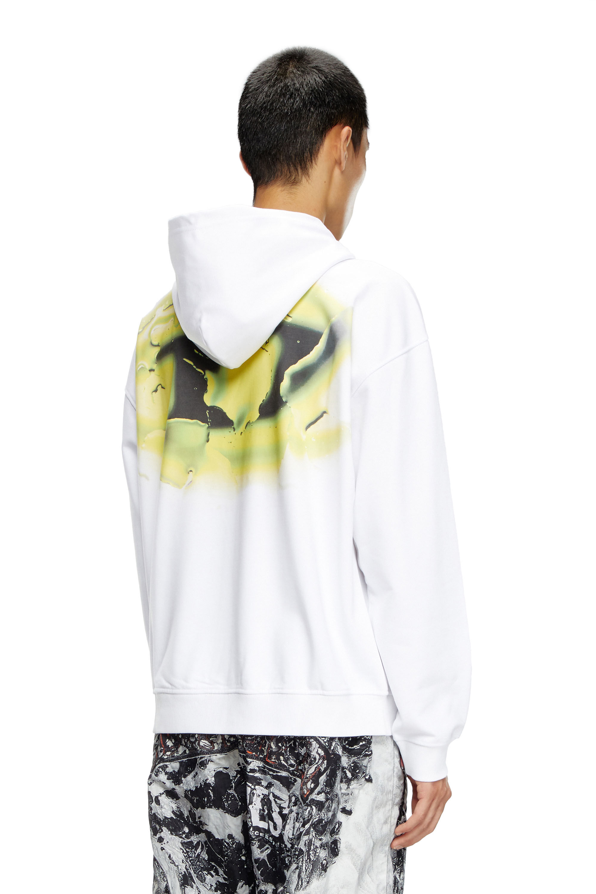 Diesel - S-BOXT-HOOD-K3, Herren Hoodie mit Logoprint in Wasser-Optik in Weiß - 4