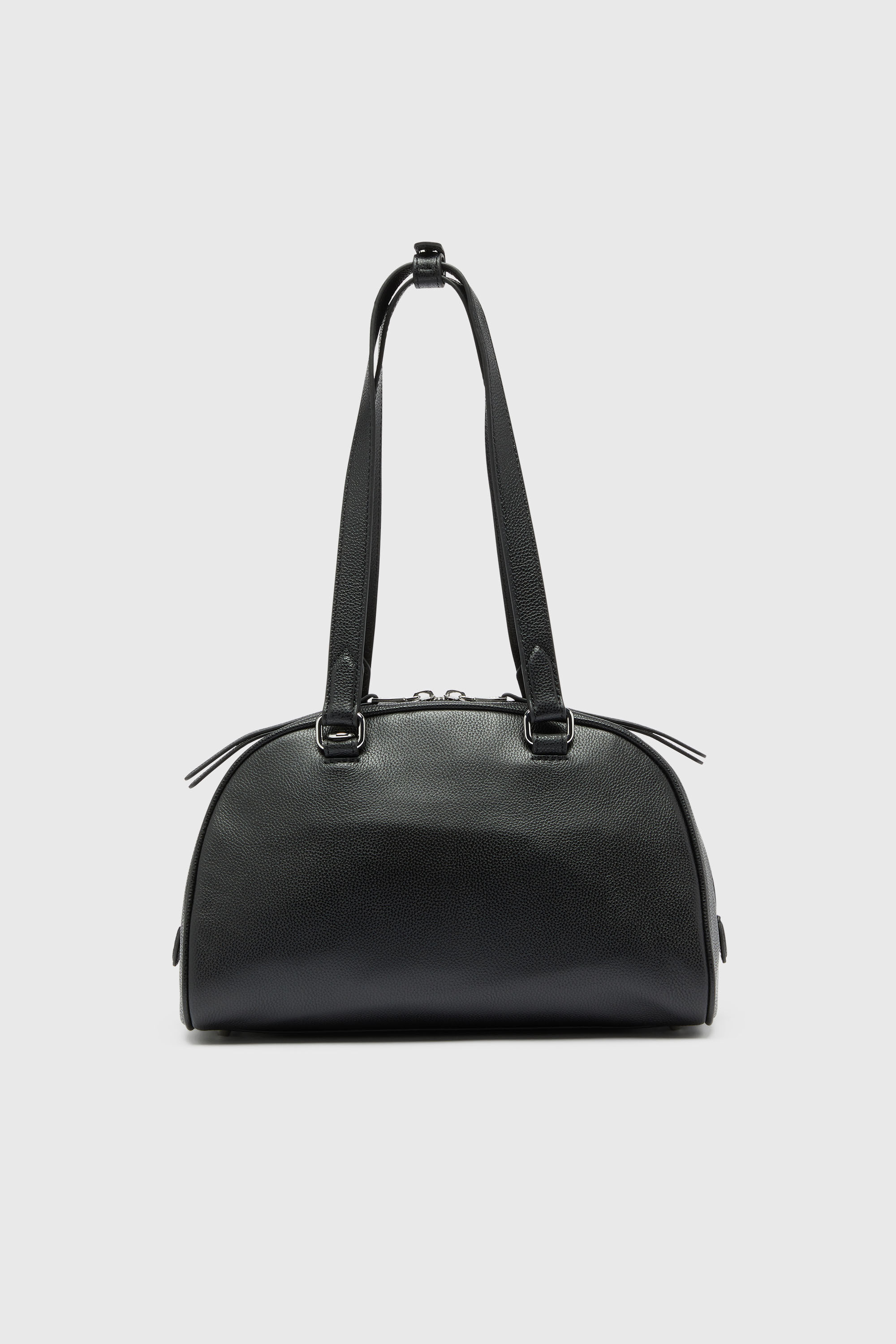 Diesel - 1DR DOME SHOULDER, Unisex 1DR Dome - Boston Bag aus Leder mit gepr&auml;gtem Logo in Schwarz - 3
