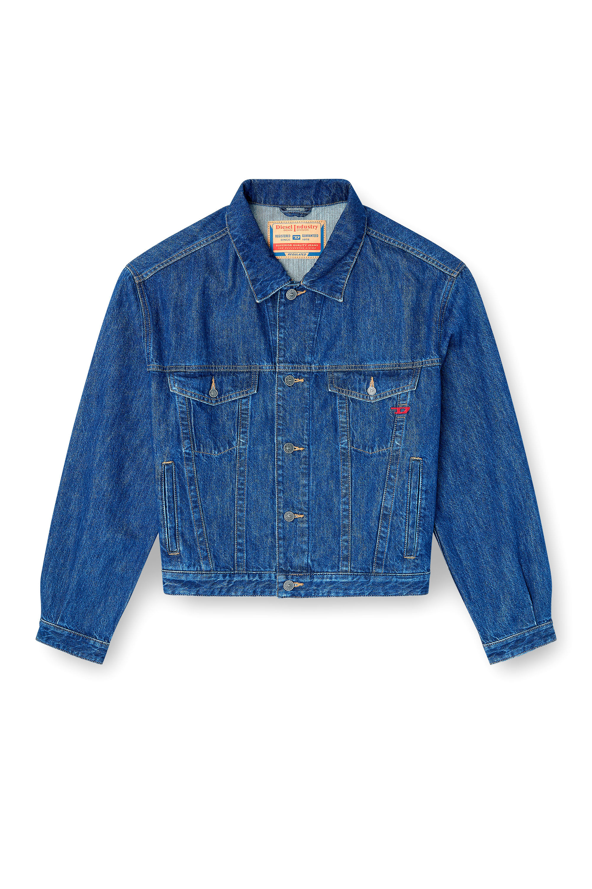 Diesel - D-RANGER, Herren Truckerjacke aus Denim in Mittelblau - 2
