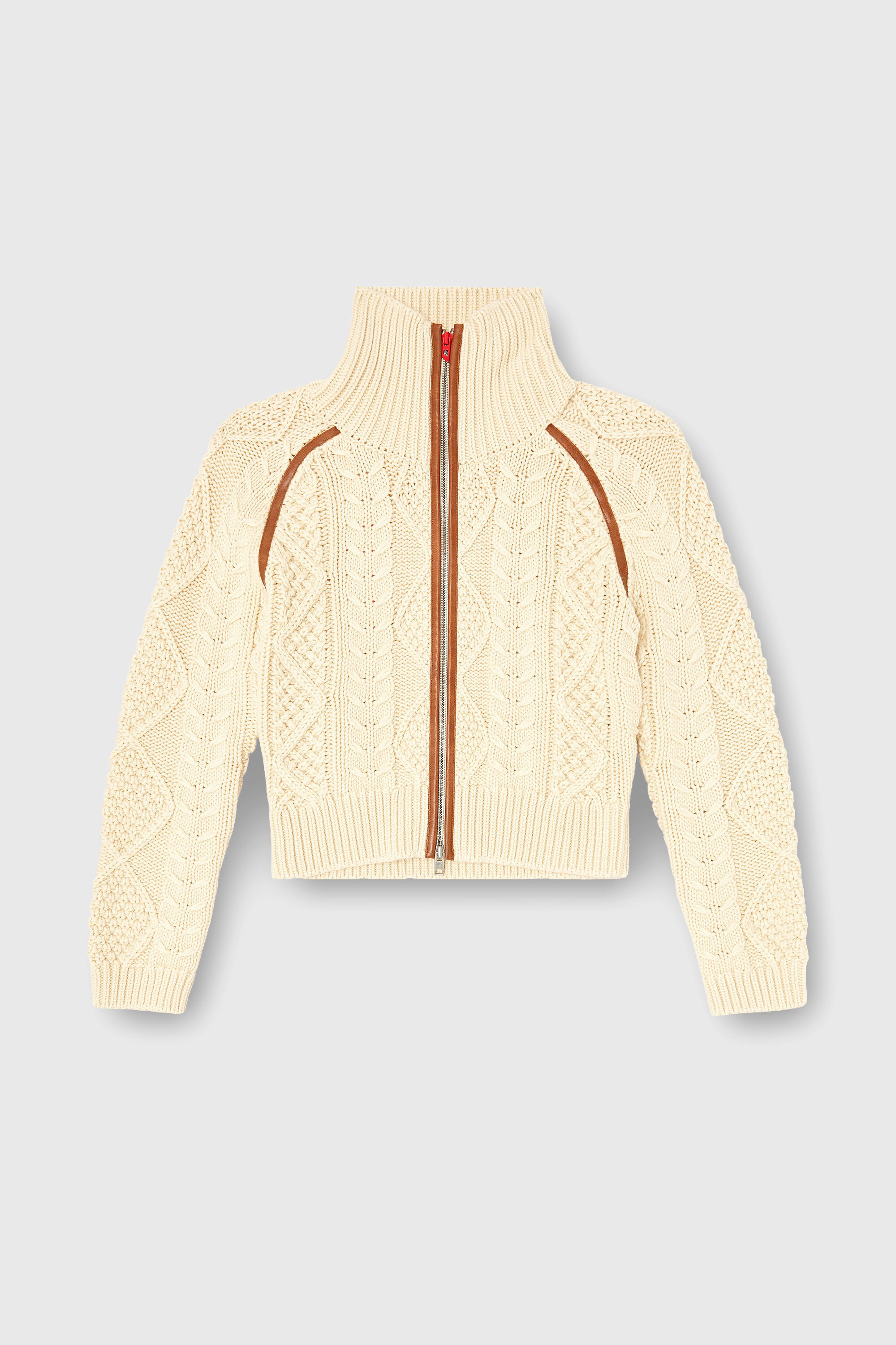 Diesel - M-INTELLE, Damen Kabelstrick-Cardigan mit kontrastierenden Streifen in Beige - 2