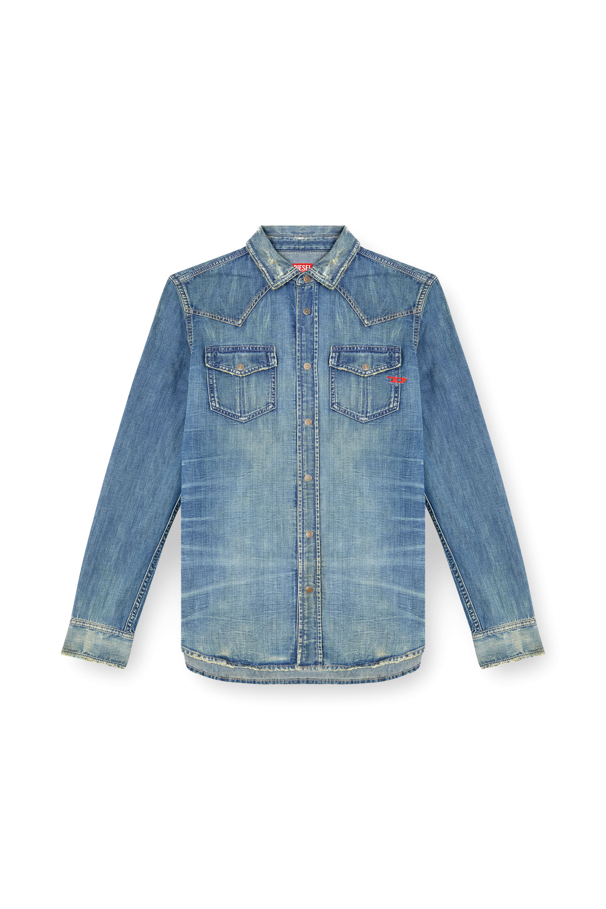 Diesel - D-VEGA, Herren Overshirt aus Denim in Mittelblau - 2