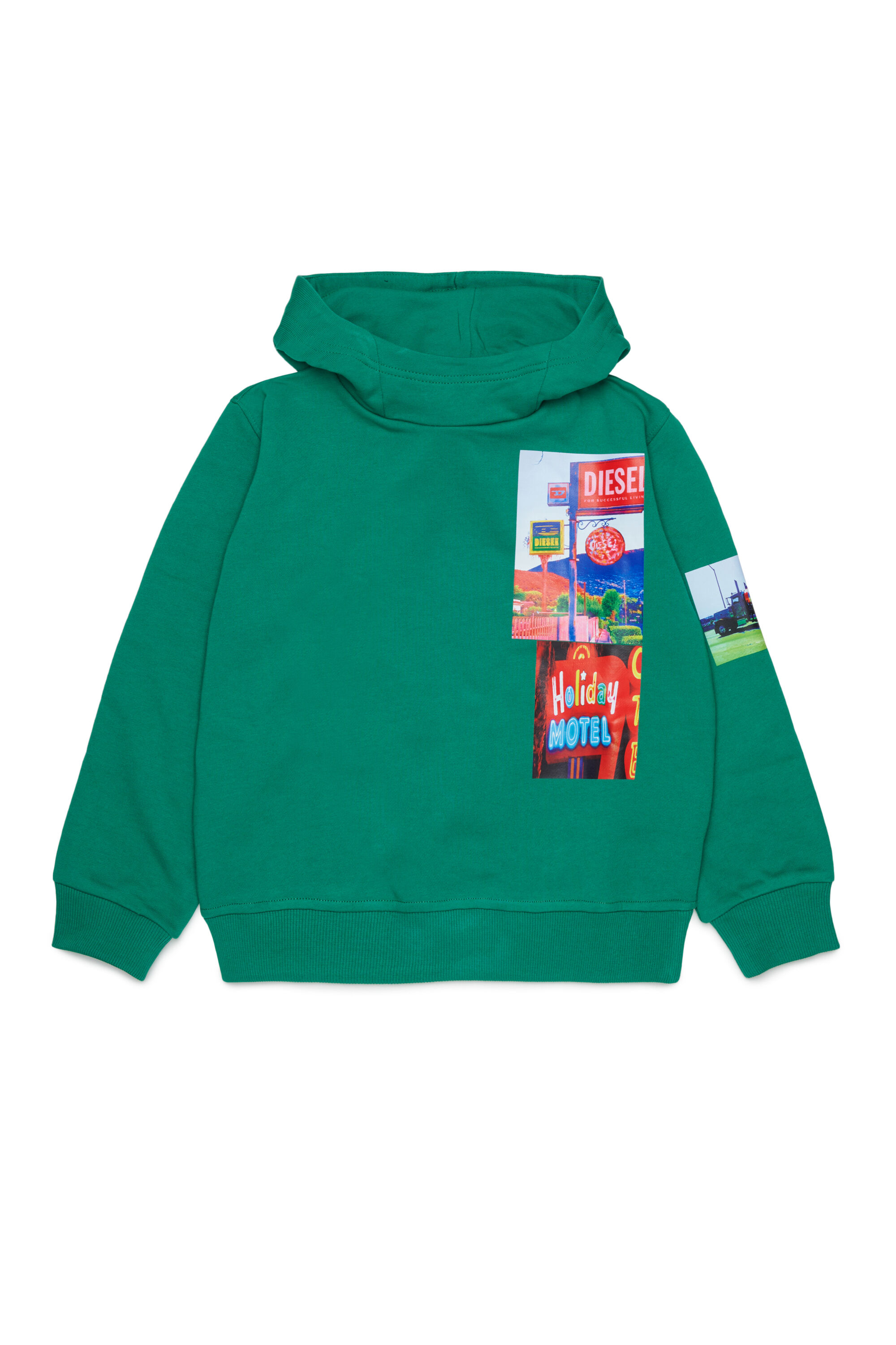 Diesel - SFORMY OVER, Herren Kapuzenpullover mit photo prints in Gr&uuml;n - 1