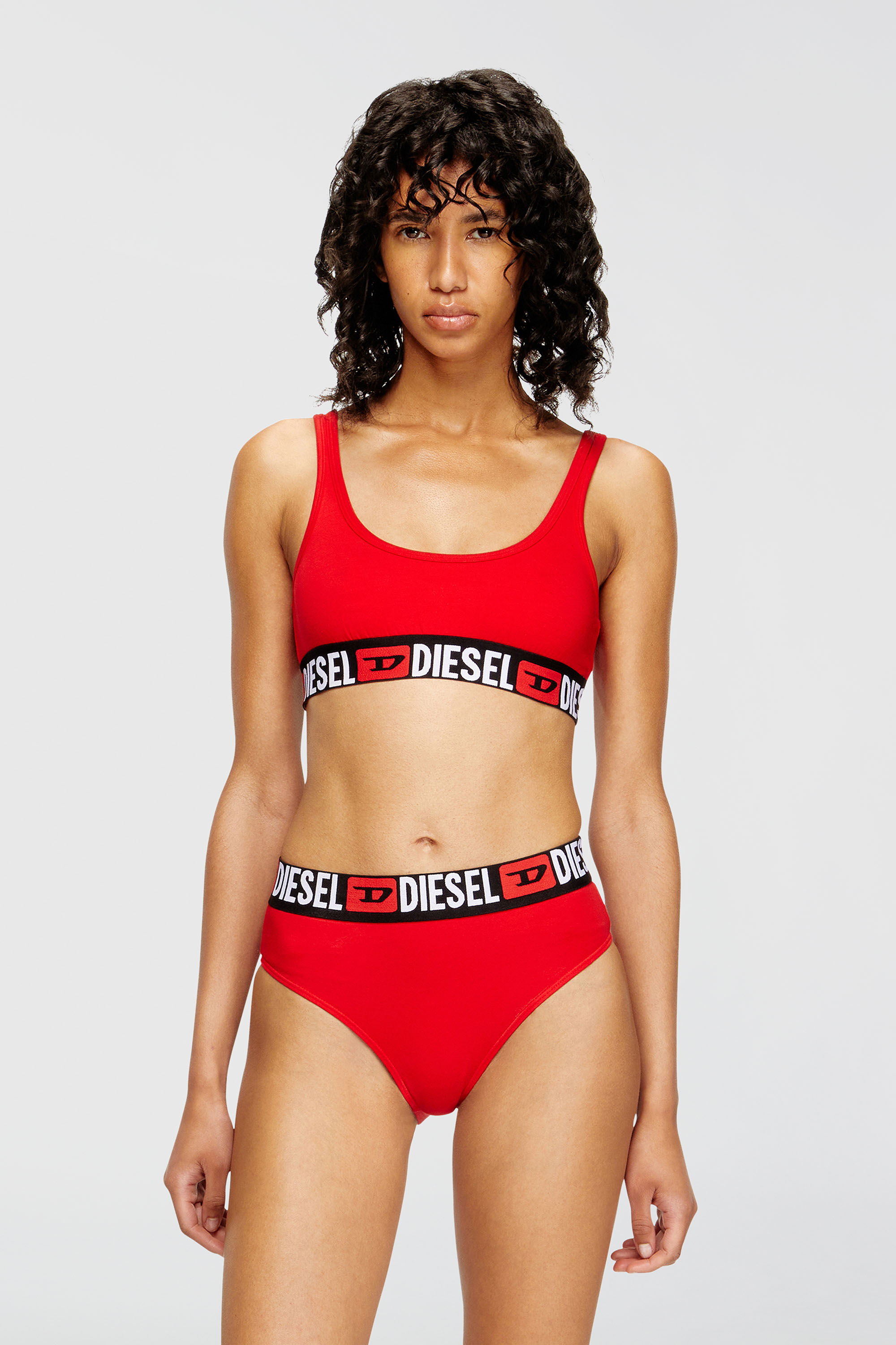 Diesel - UFSB-ORIBA, Damen Bralette mit Logoband in Rot - 3