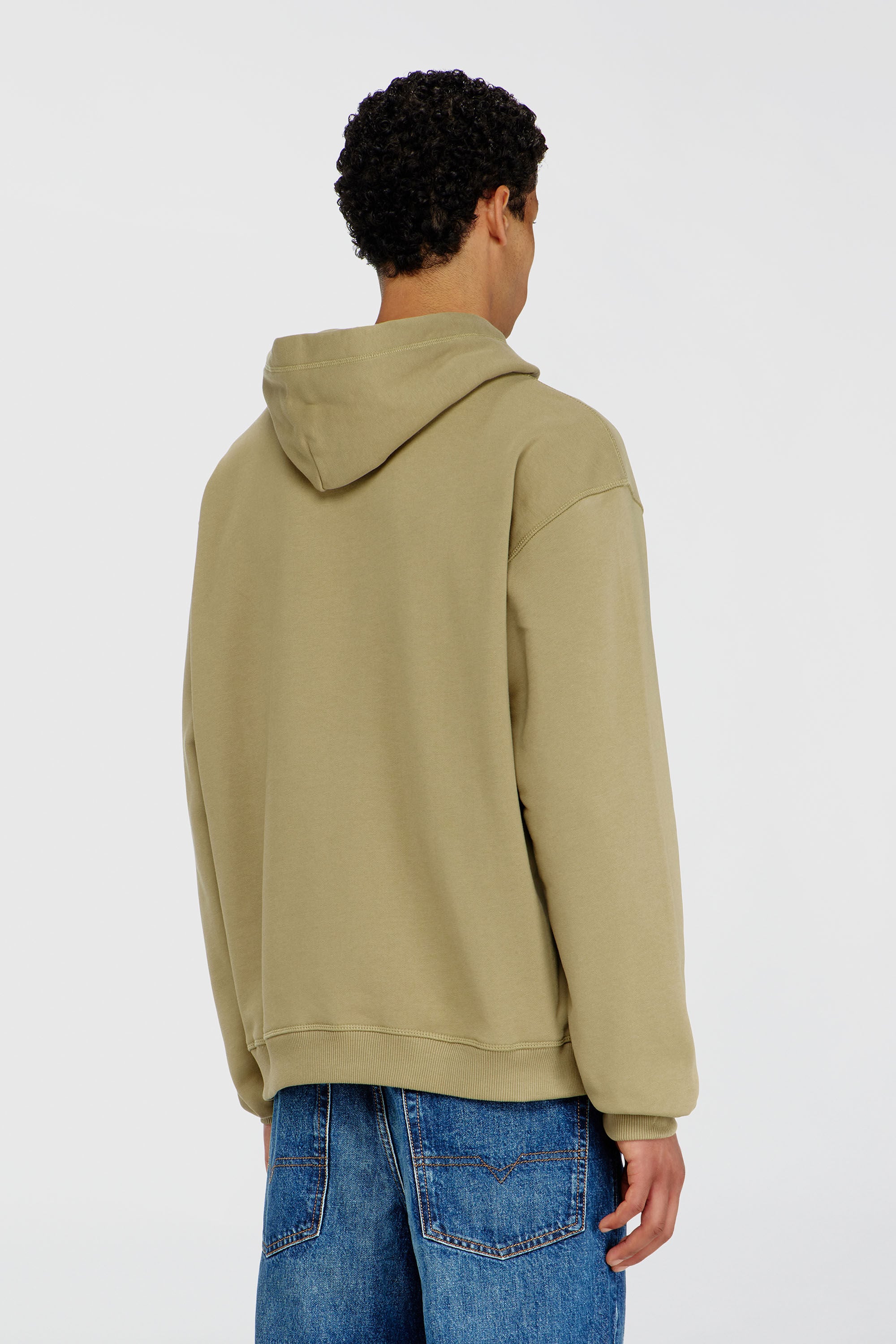 Diesel - S-NORM-HOOD-IOD, Herren Baumwoll-Hoodie mit metallischem Oval D in Olivgr&uuml;n - 4