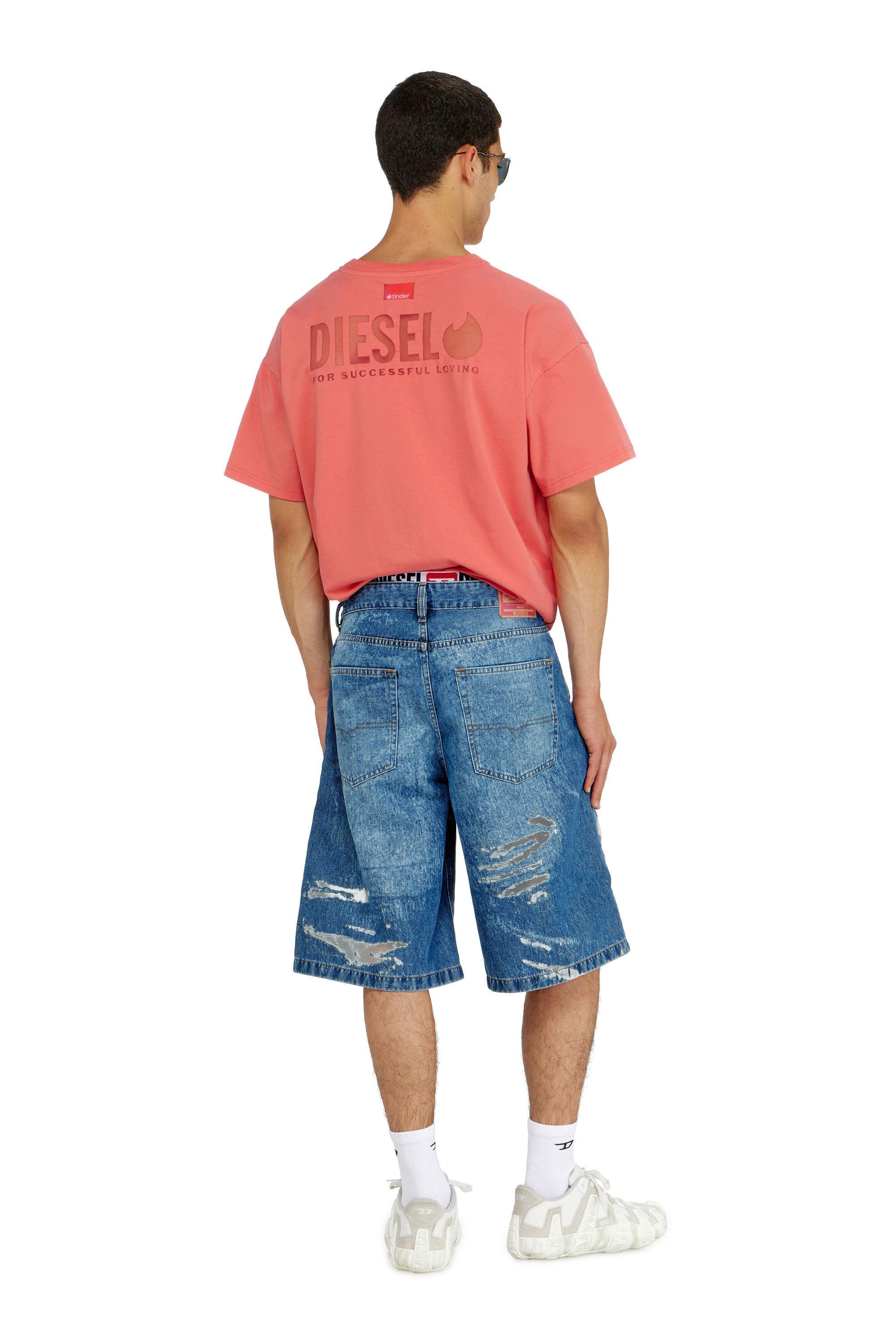 Diesel - PR-T-NORM-CHITIND-R, Unisex T-Shirt mit transparentem Logo auf der R&uuml;ckseite in Korallrosa - 1
