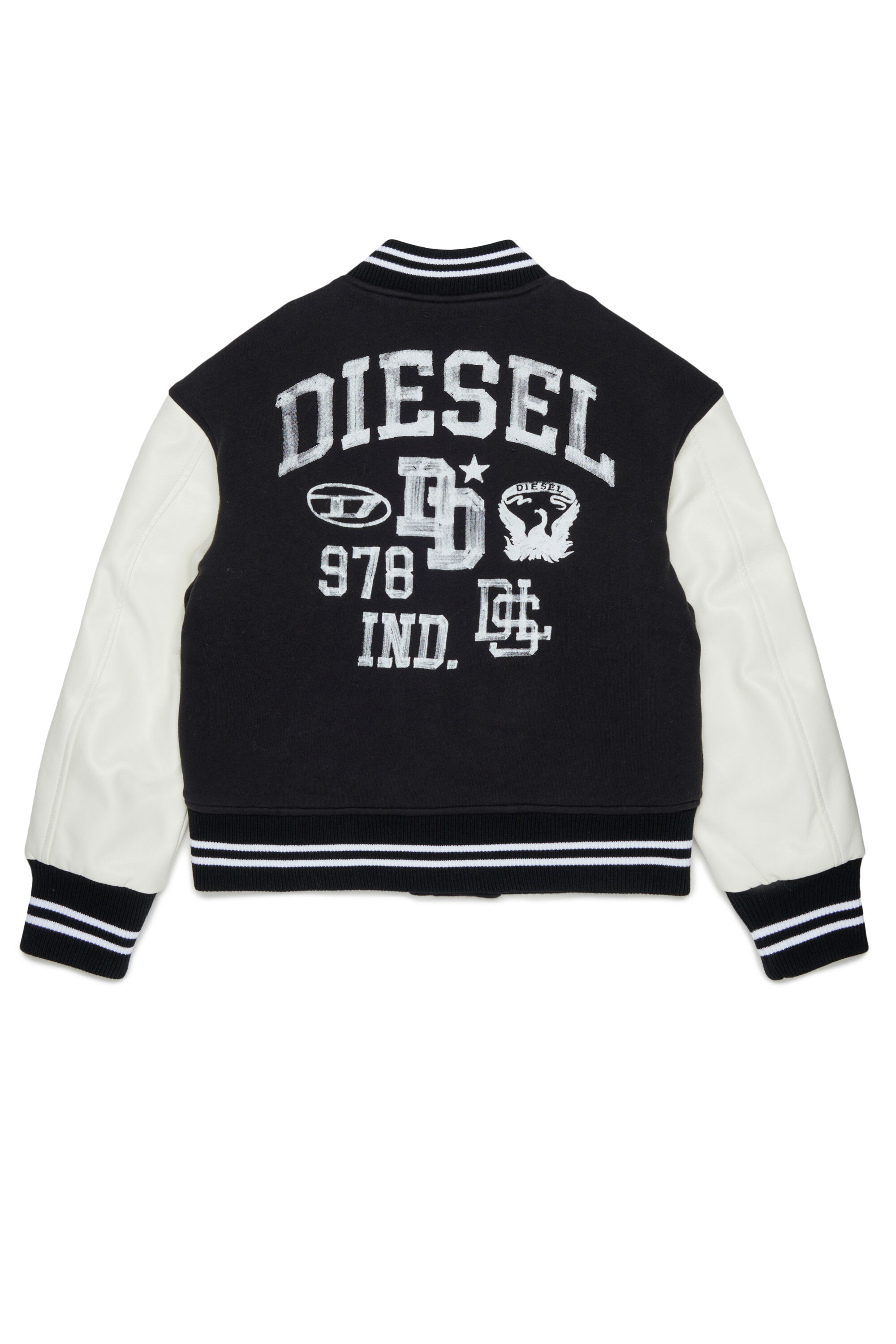 Diesel - JBAND, Man's Colour-block varsity jacket in Black - 2