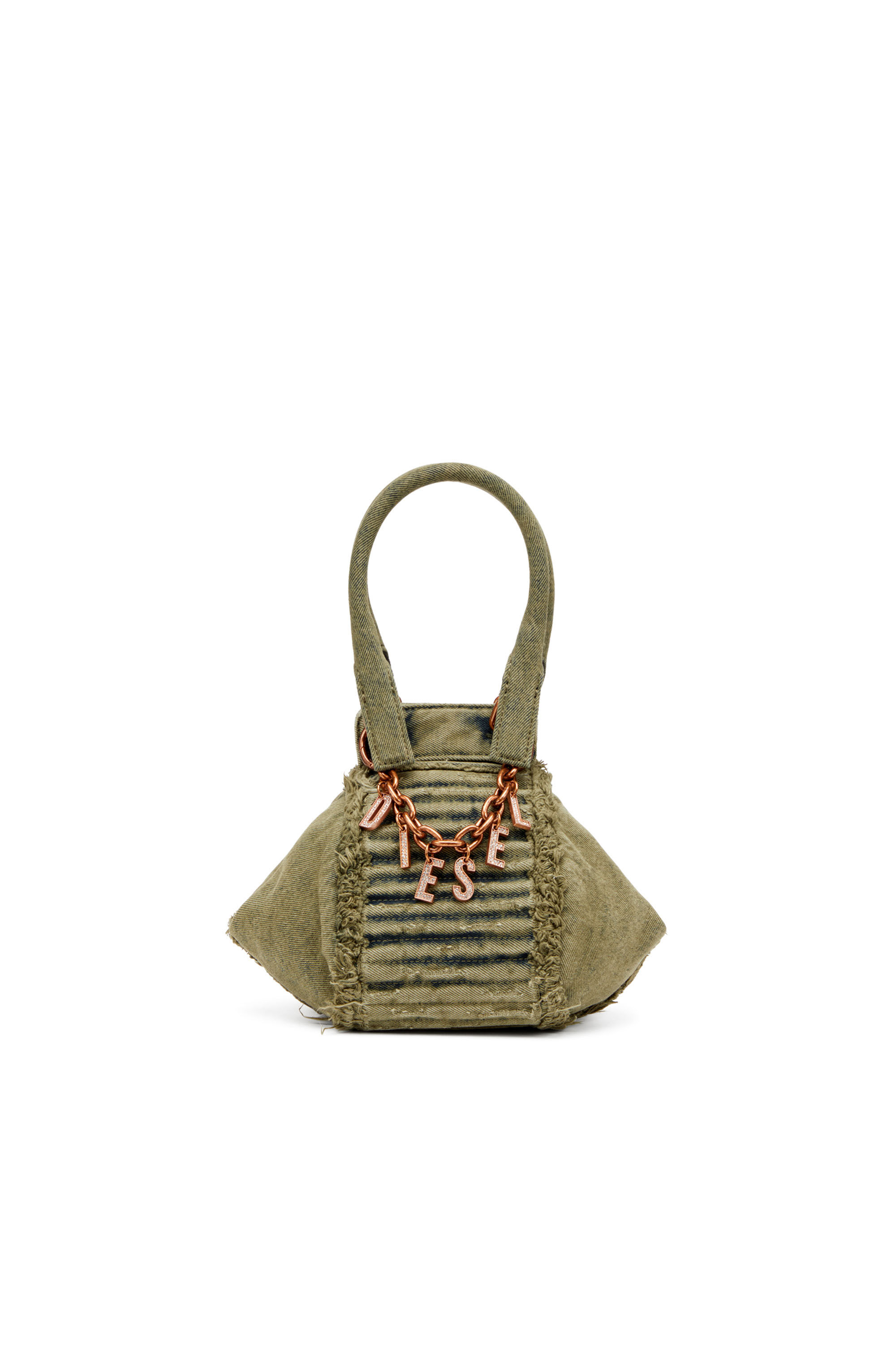 Damen D Vina Xs Handtasche aus Distressed Denim Grun Diesel