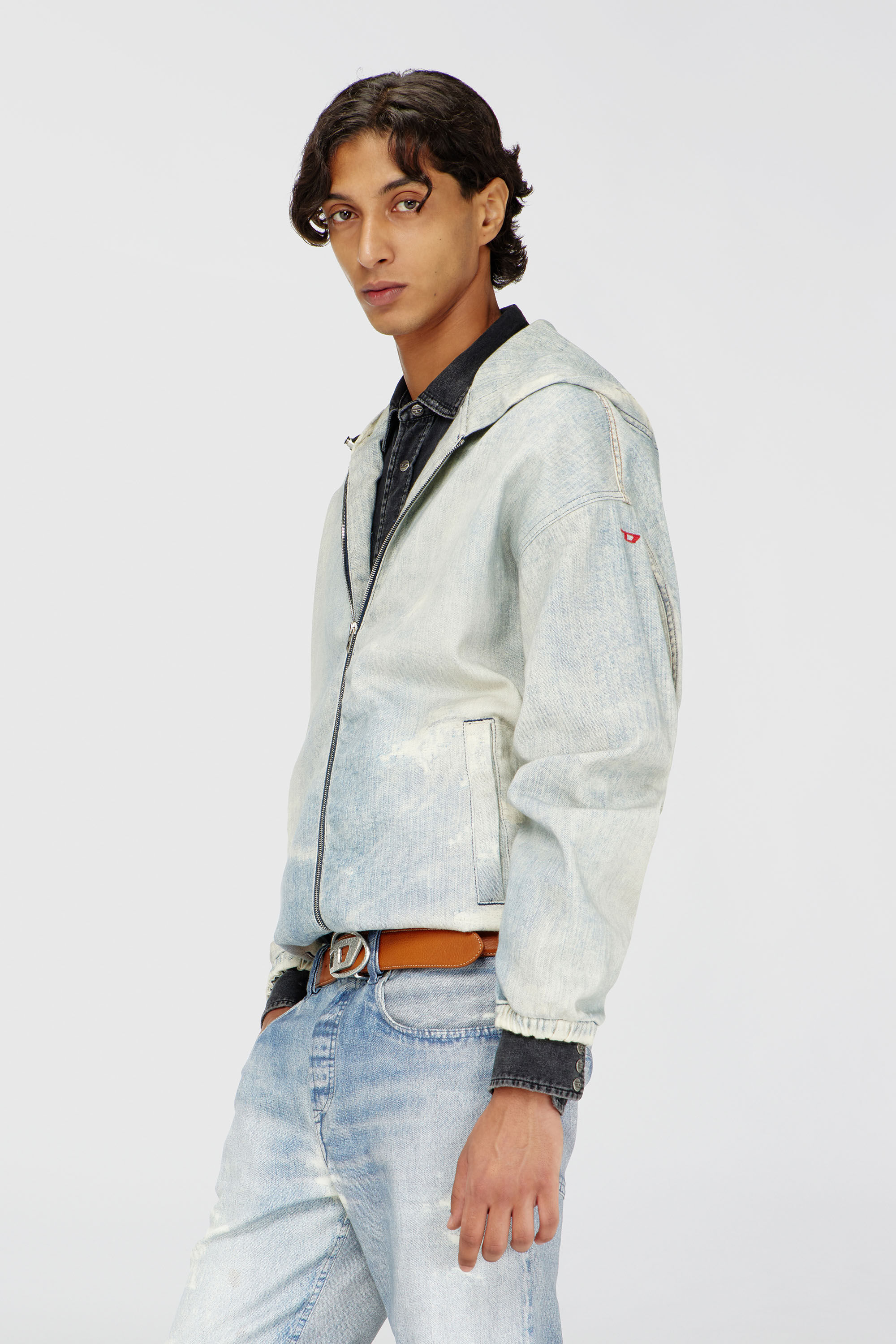 Diesel - D-WYNNY JOGG, Herren Hooded JoggJeans jacke mit trompe-l&rsquo;oeil in Hellblau - 3