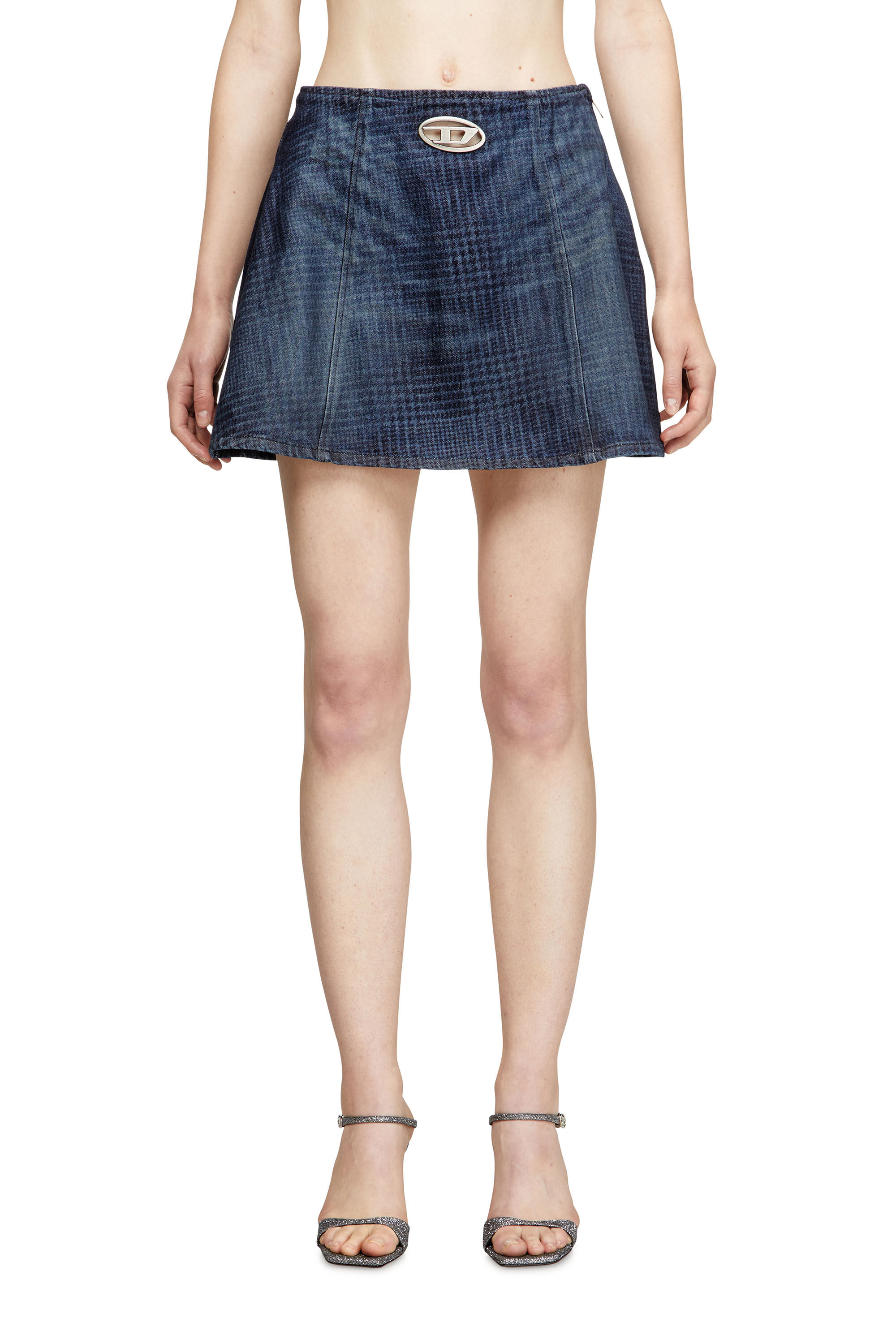 Diesel - DE-SWENY-S1, Damen Minirock aus Prince-of-Wales-Denim in Blau - 3