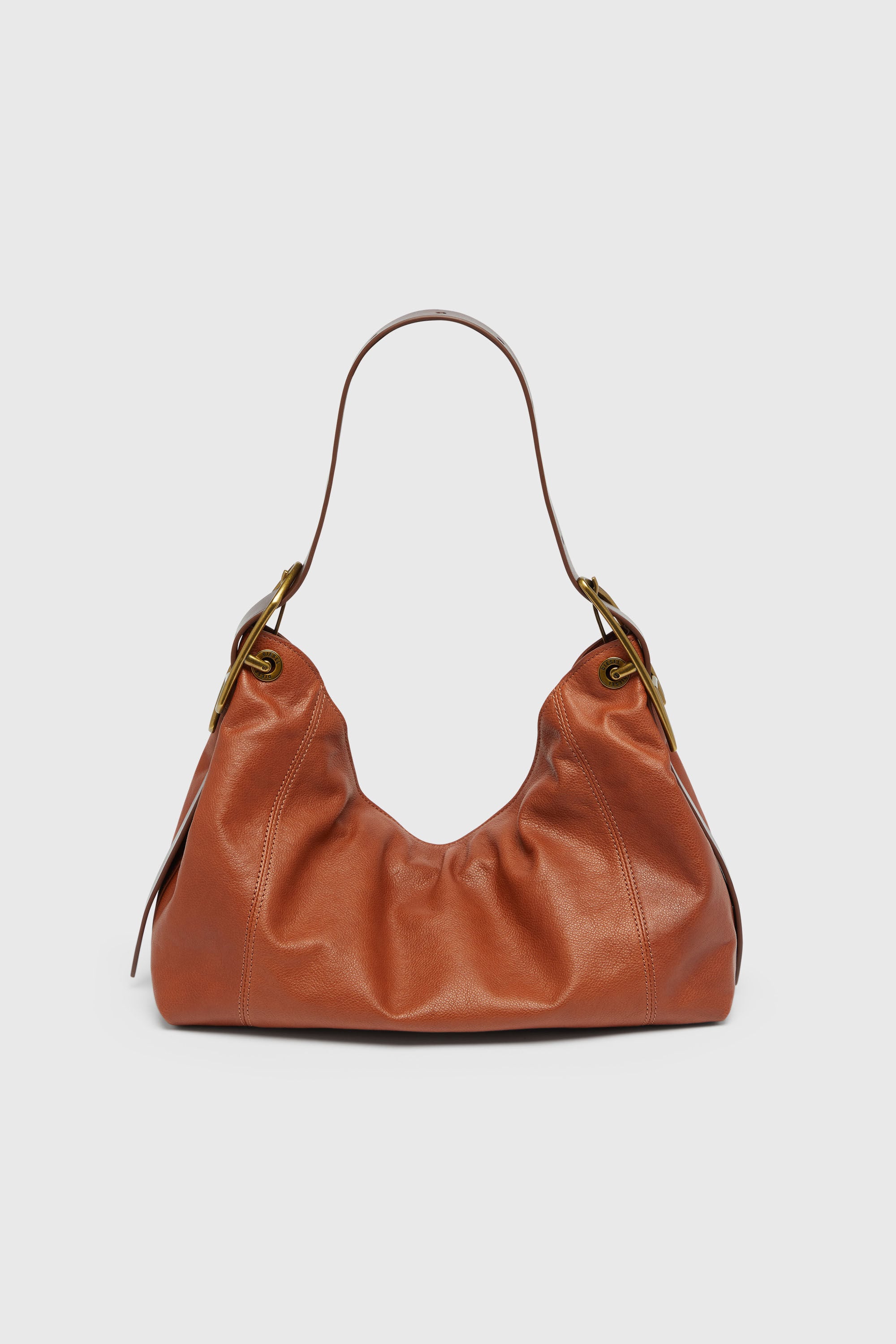 Diesel - D-LINE HOBO S, Damen D-Line-Schultertasche aus gl&auml;nzendem, geknittertem Leder in Braun - 3