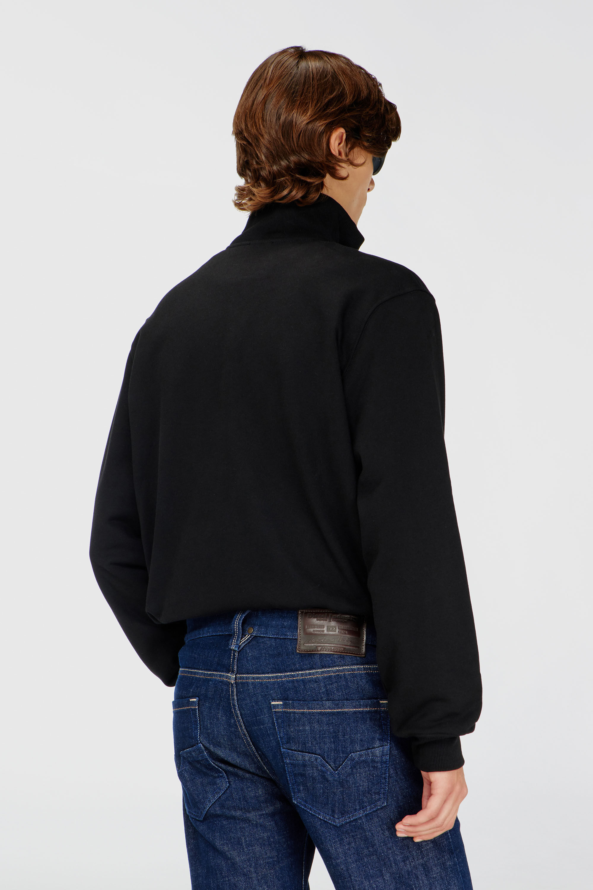 Diesel - S-GINNI-ZIP-OD, Herren Sweatshirt mit Metallic-Logo und Rei&szlig;verschluss in Schwarz - 4