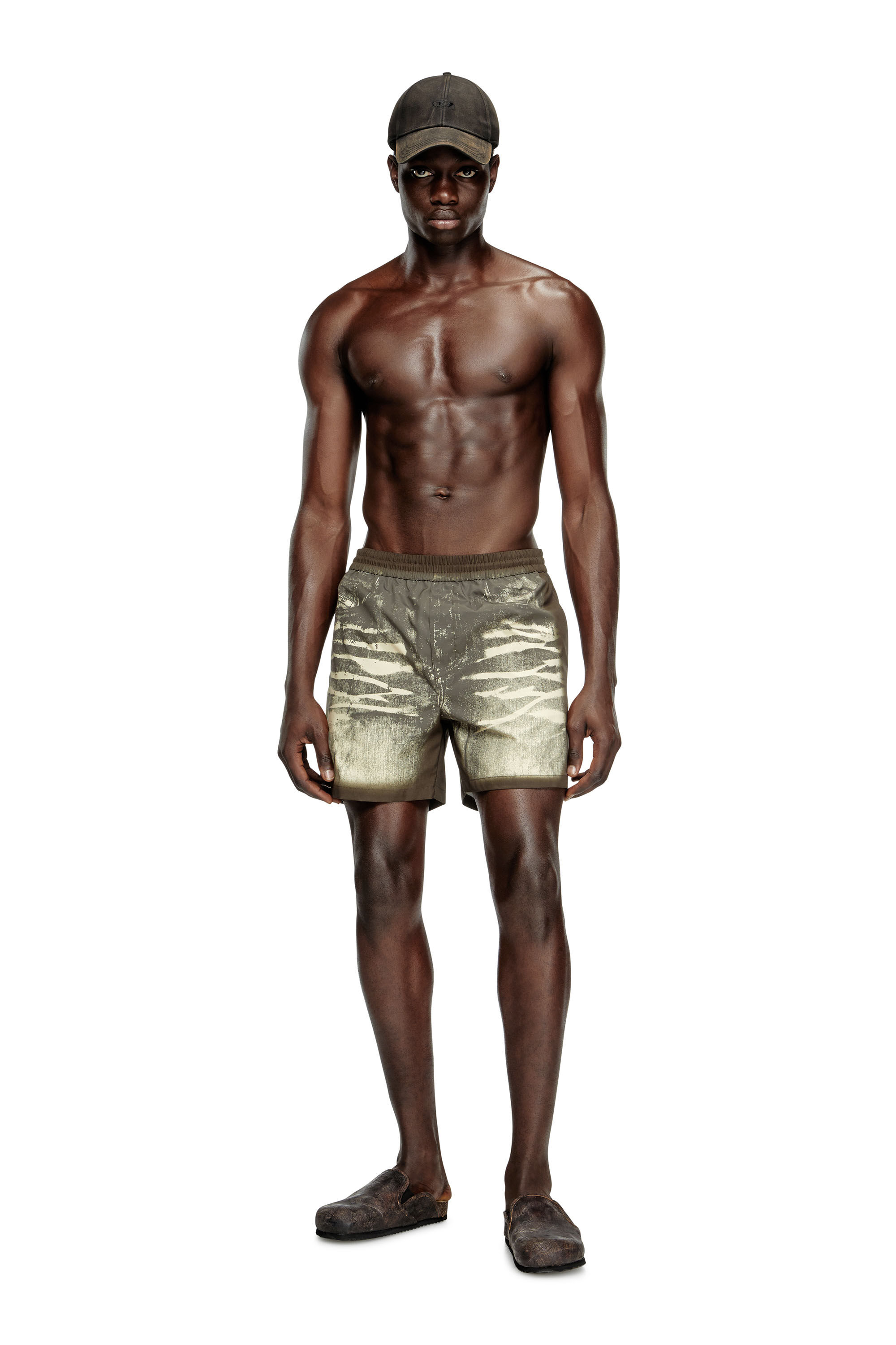 Diesel - RIO-41-DNM, Herren Mittellange Badeshorts mit Denim-Print in Braun - 2