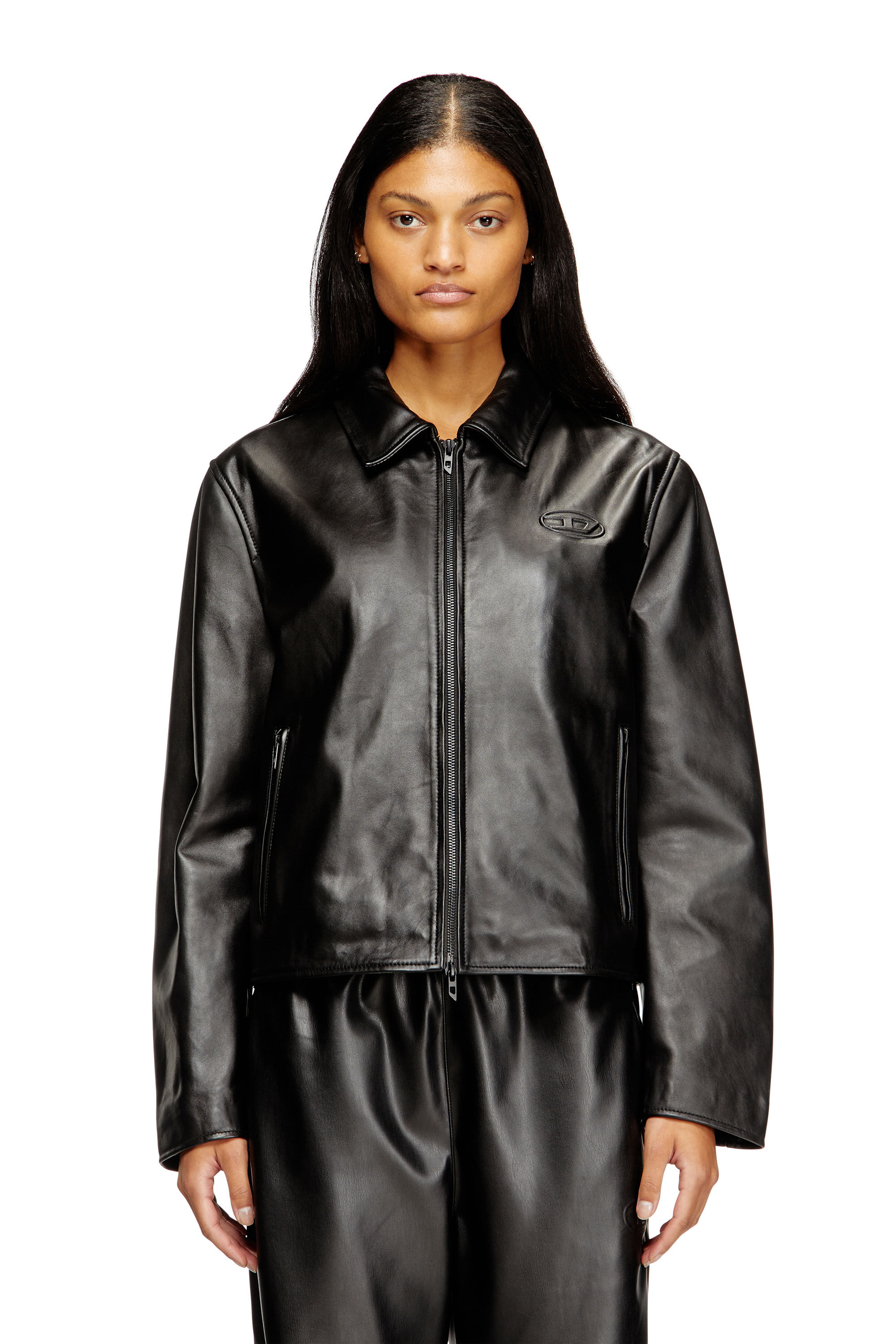 Diesel - L-AMAR-FEM-S2, Damen Coachjacke aus Leder in Schwarz - 3