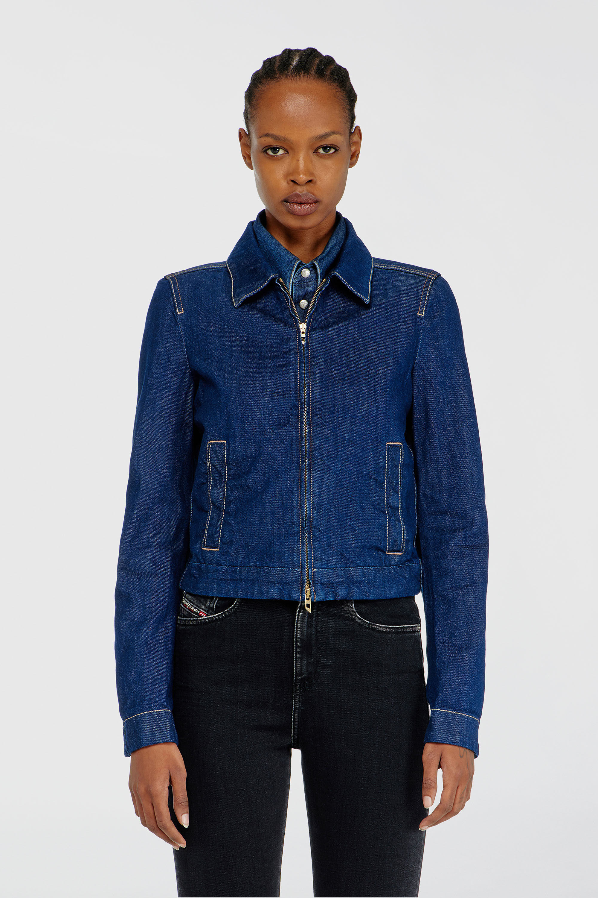Diesel - DE-CORB, Damen Coach-Jacke aus rinse denim in Dunkelblau - 3