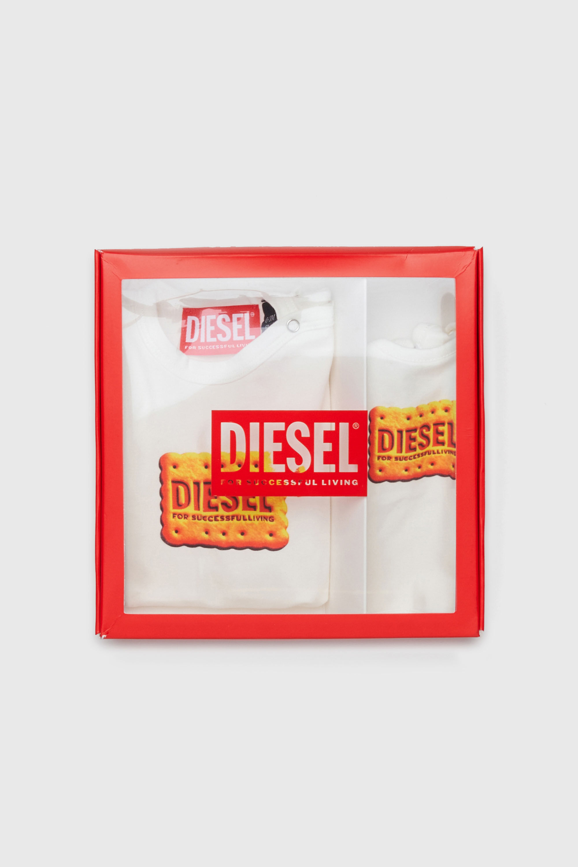 Diesel - UPPYBOX-NB, Unisex's Newborn set with logo biscuit print in White - 4