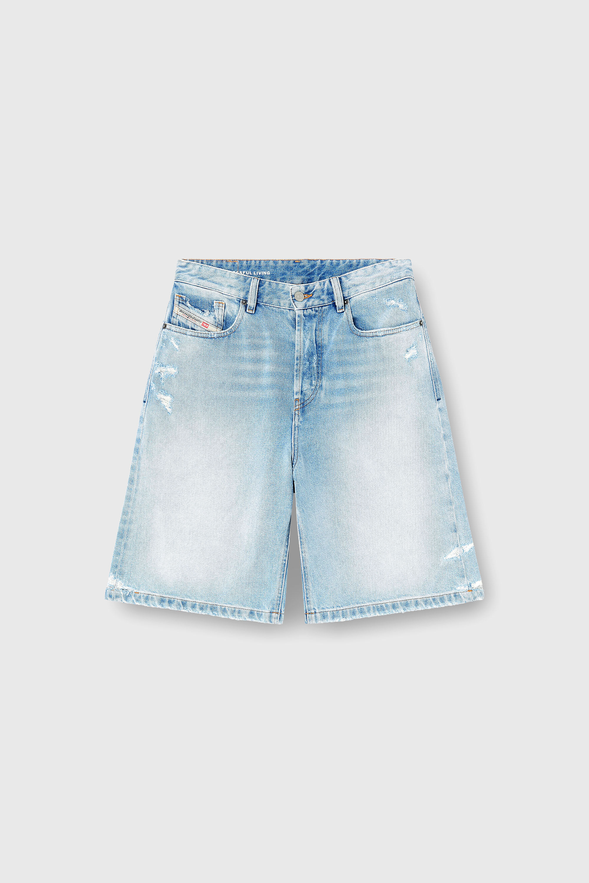Diesel - DE-SIRE-SHORT, Damen Shorts aus Destroyed-Denim in Hellblau - 2