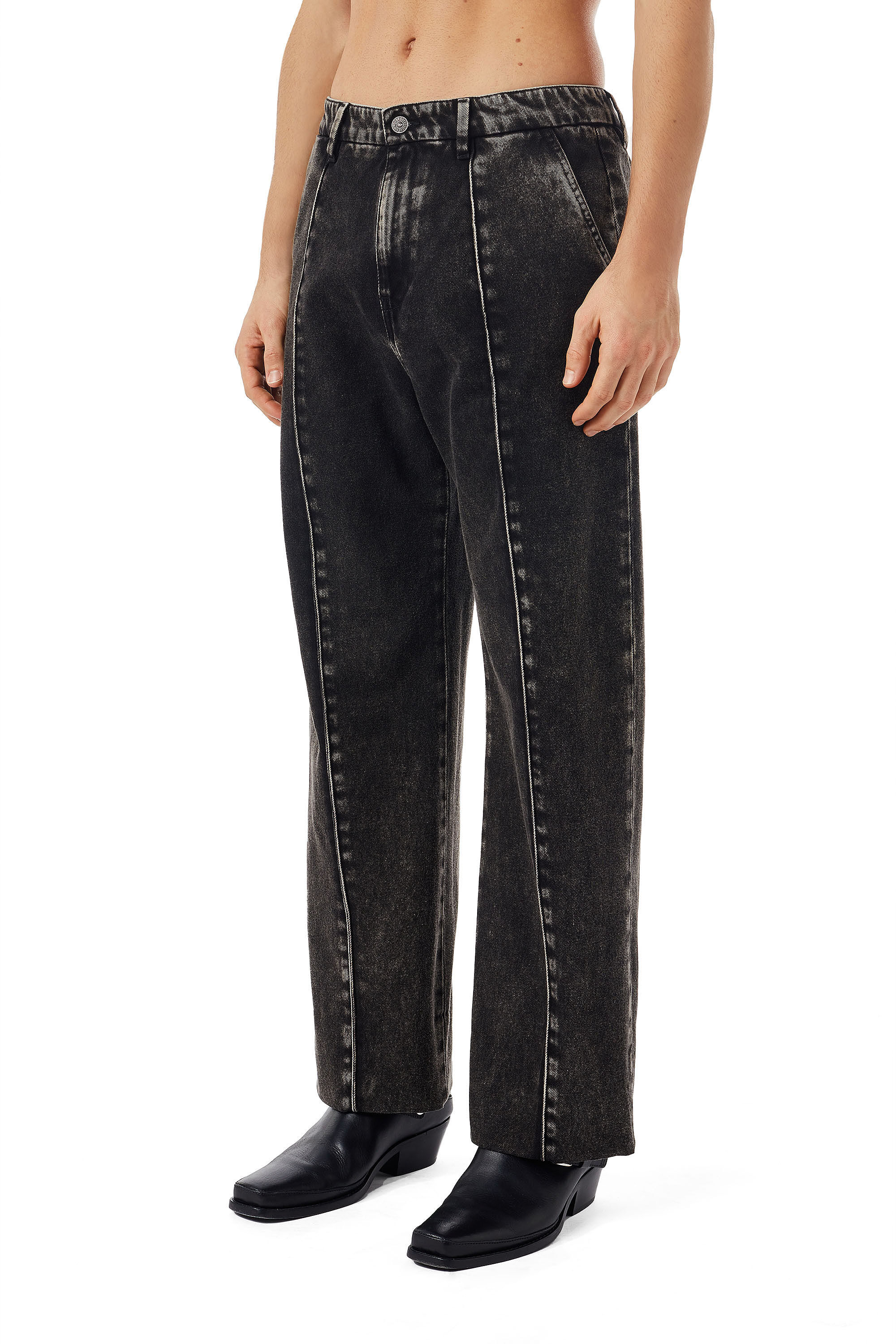 Diesel - D-Chino-Work 09B87 Straight Jeans, Schwarz/Dunkelgrau - Image 5