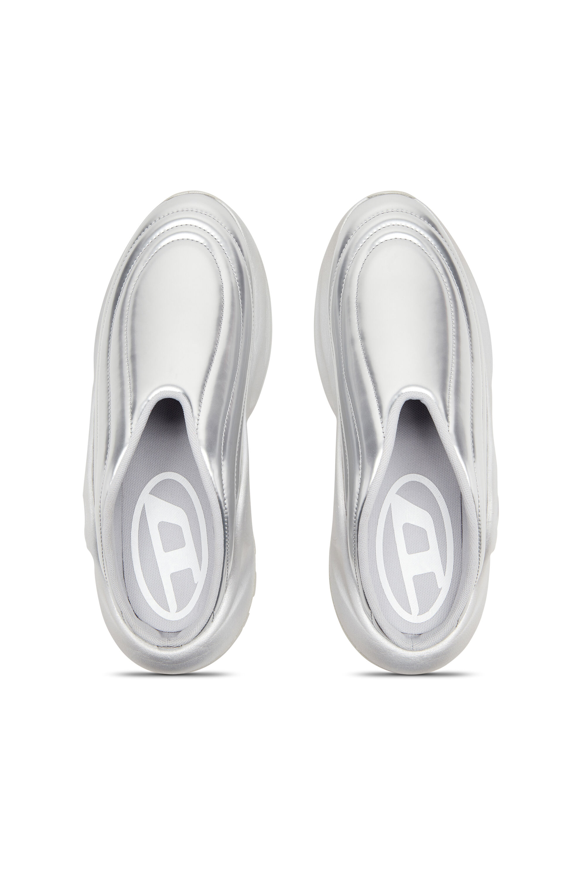 Diesel - S-D-RUNNER MULE X, Unisex S-D-Runner-Pantoletten in Metallic-Optik in Silber - 4