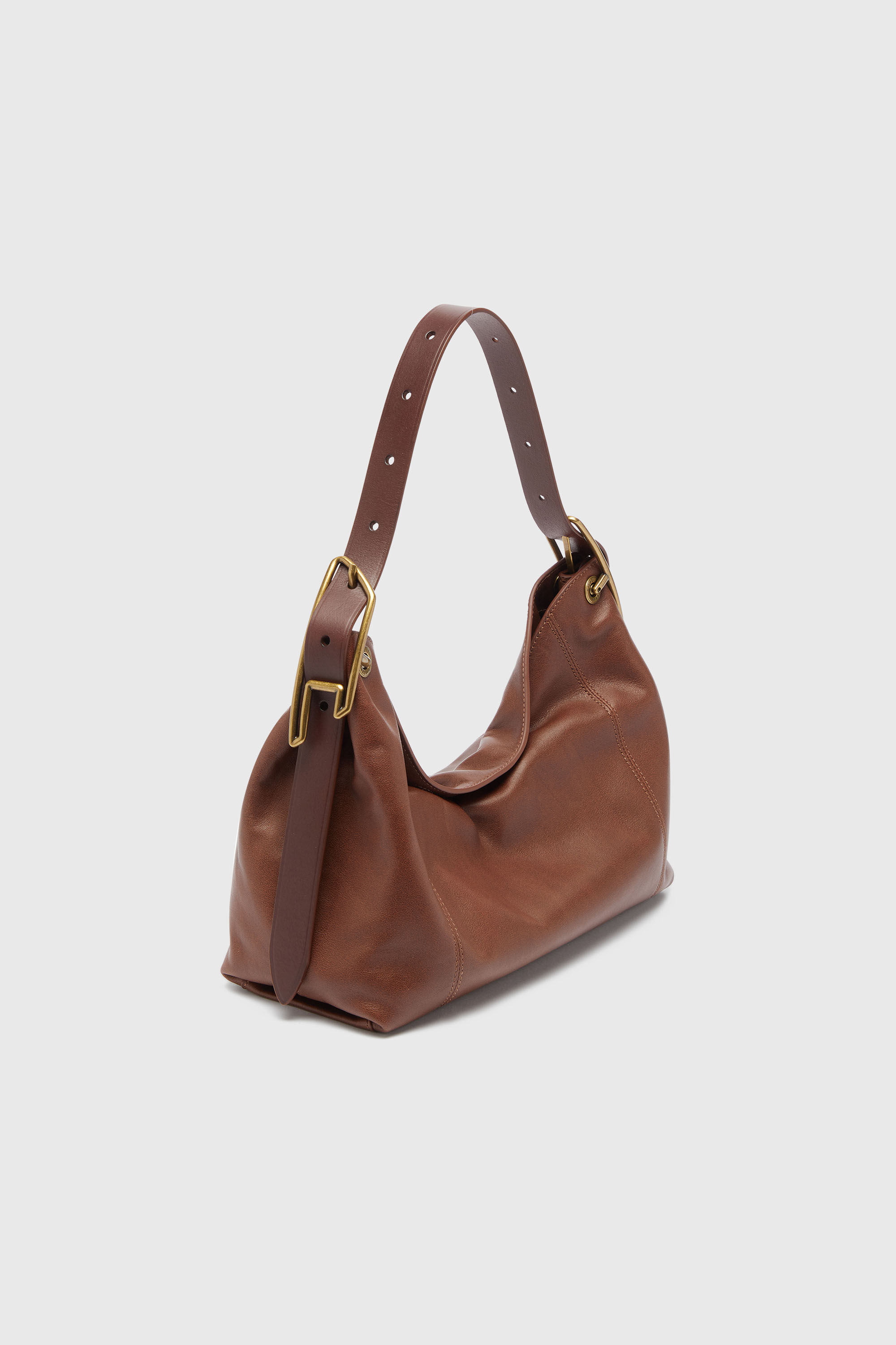 Diesel - D-LINE HOBO S, Damen D-Line Schultertasche aus Leder in Dunkelbraun - 1