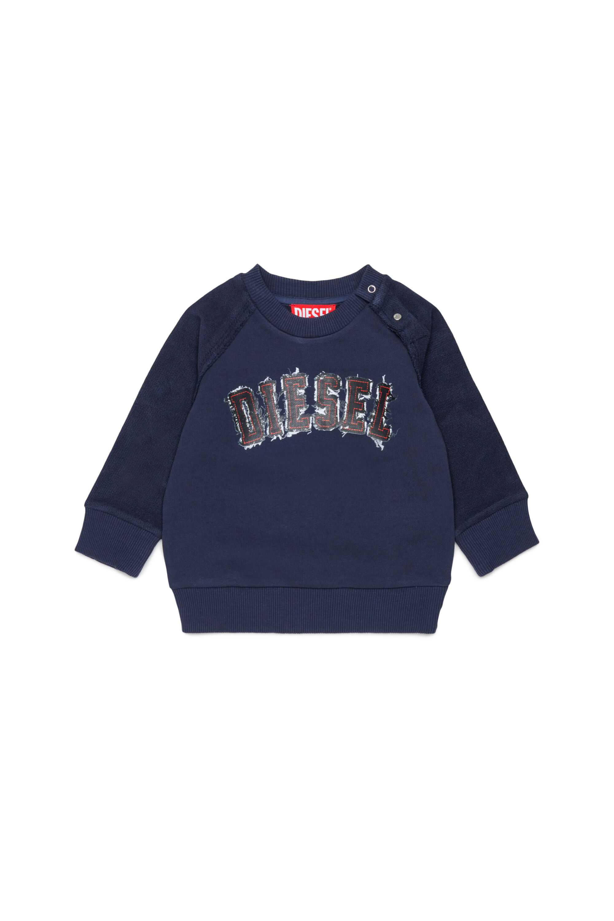 Diesel - SEANSB, Herren Baumwoll-Sweatshirt mit Logo im Frayed-Effekt in Dunkelblau - 1