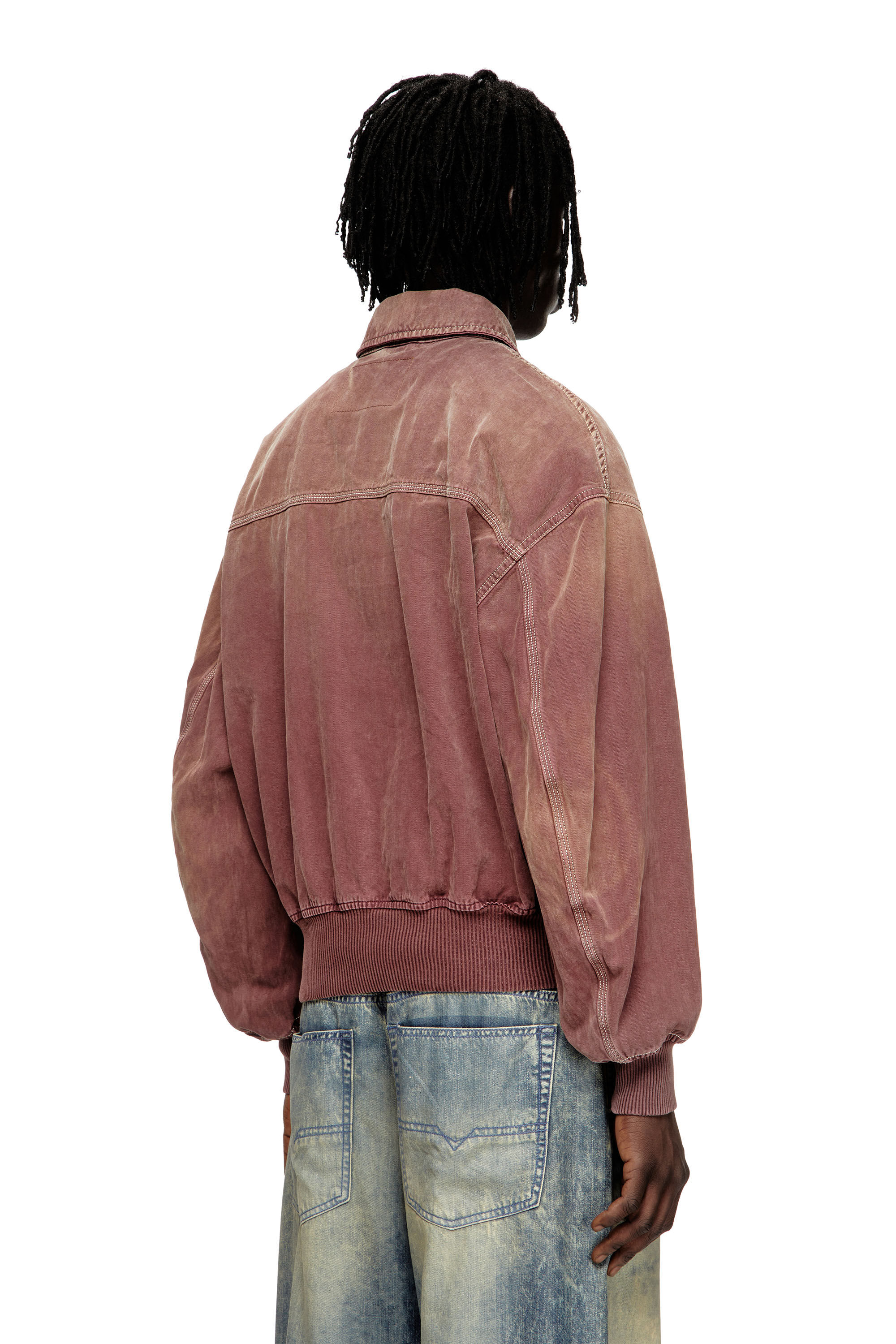 Diesel - D-KURZ, Unisex Jacke aus farbigem Fischgräten-Denim in Braun - 4