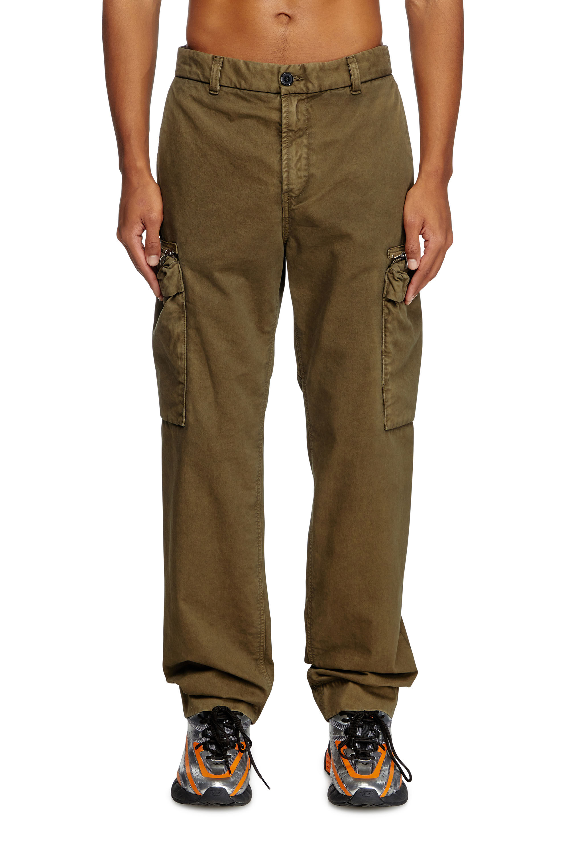 Diesel - P-YE, Herren Hose aus verblasstem Peachskin-Twill in Armeegrün - 3