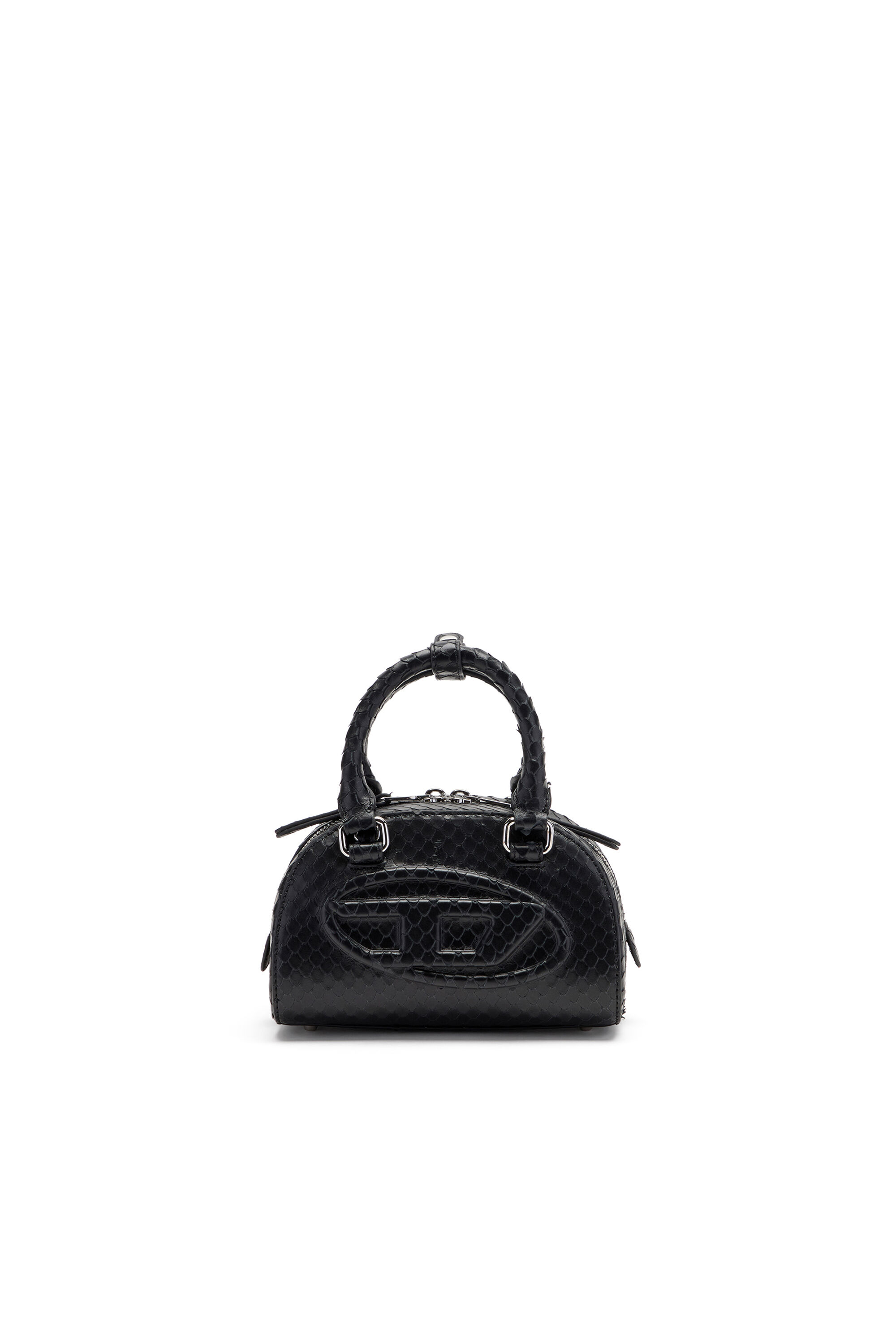 Diesel - 1DR DOME CROSSBODY, Damen 1DR Dome-Mini-Bowlingtasche aus Leder in Schlangenoptik in Schwarz - 1