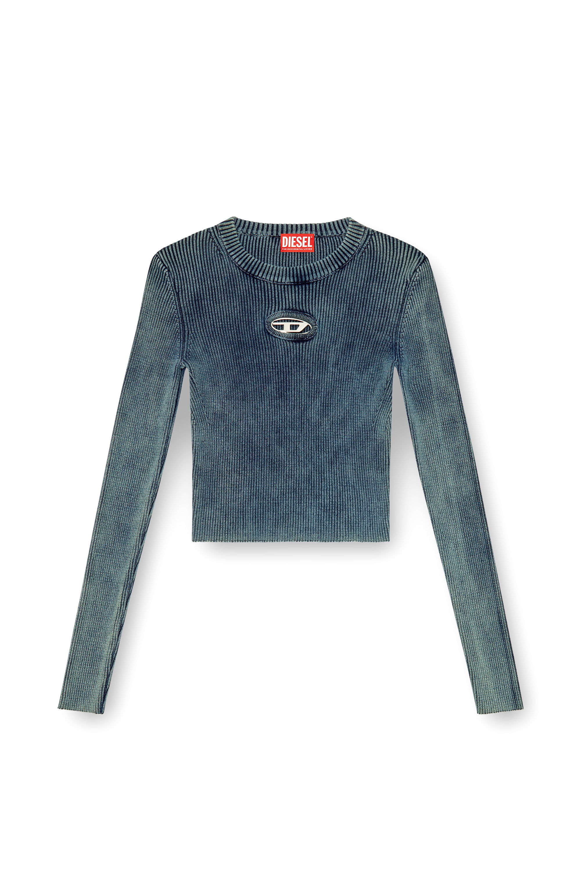 Diesel - M-ANCHOR-A, Damen Top aus Rippstrick mit Oval D in Dunkelblau - 2