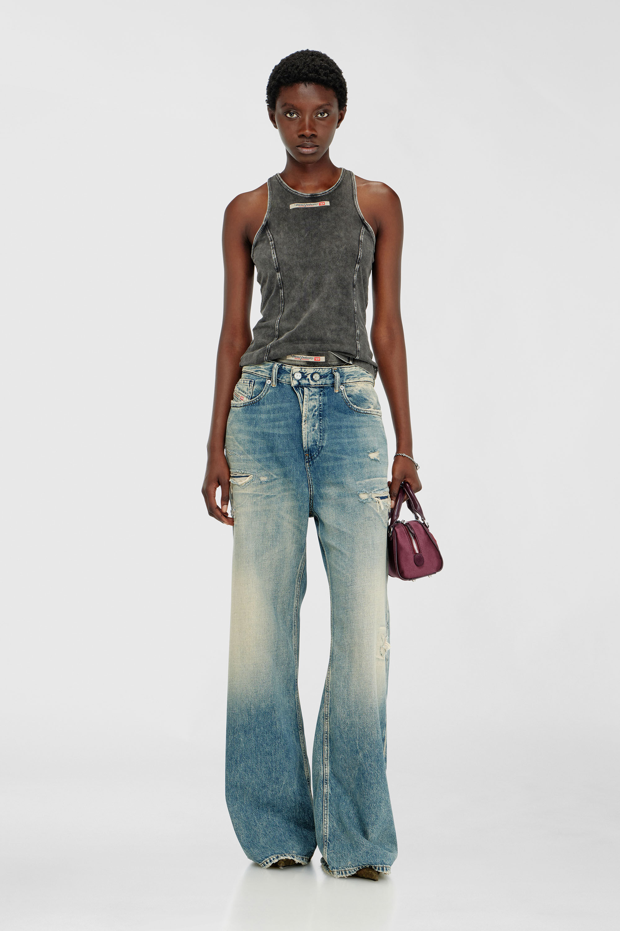 Diesel - IRENE-DNM, Damen Tanktop aus Baumwolle in Dunkelgrau - 6