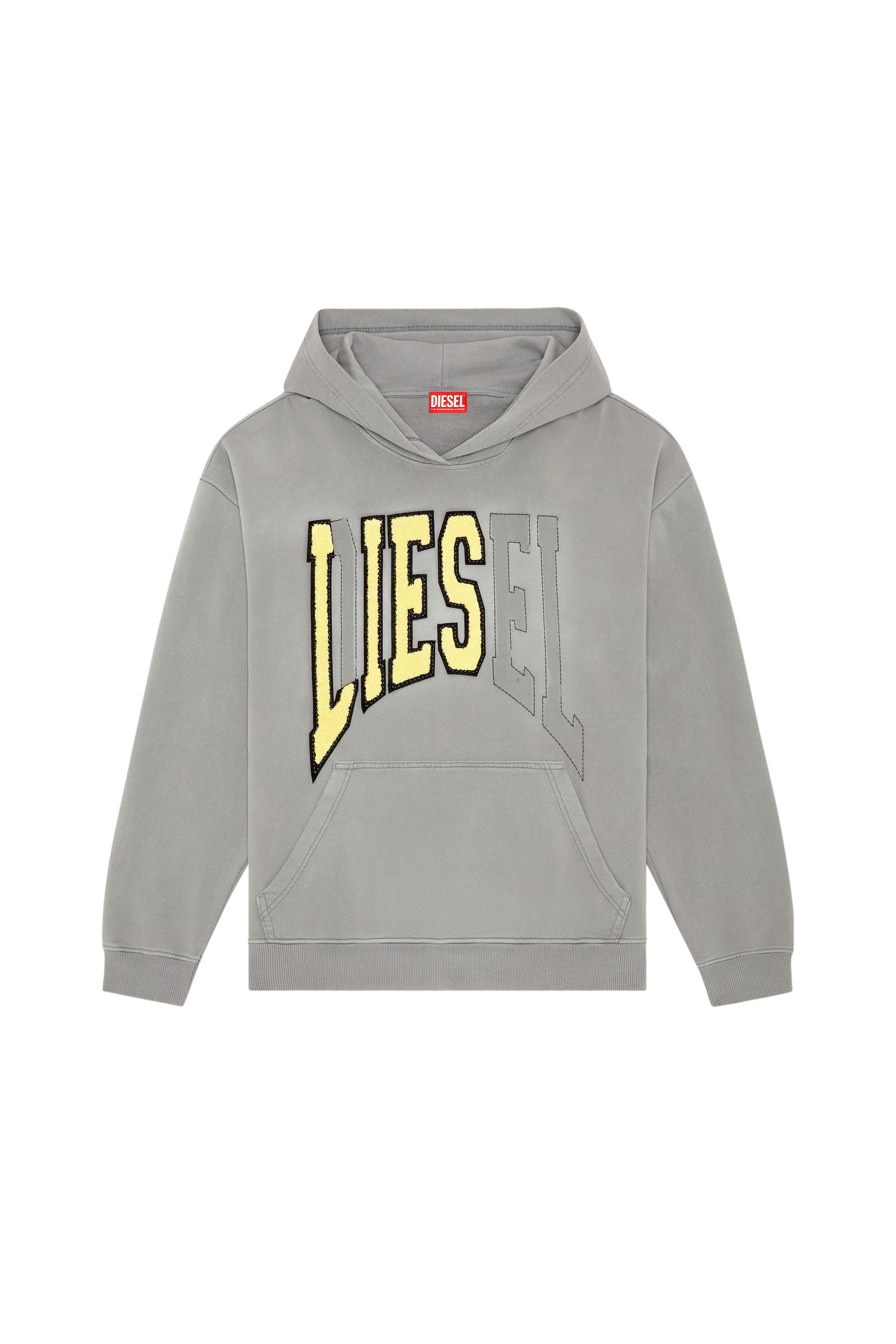 Diesel - S-BOXT-HOOD, Herren College-Hoodie mit LIES-Patches in Grau - 2