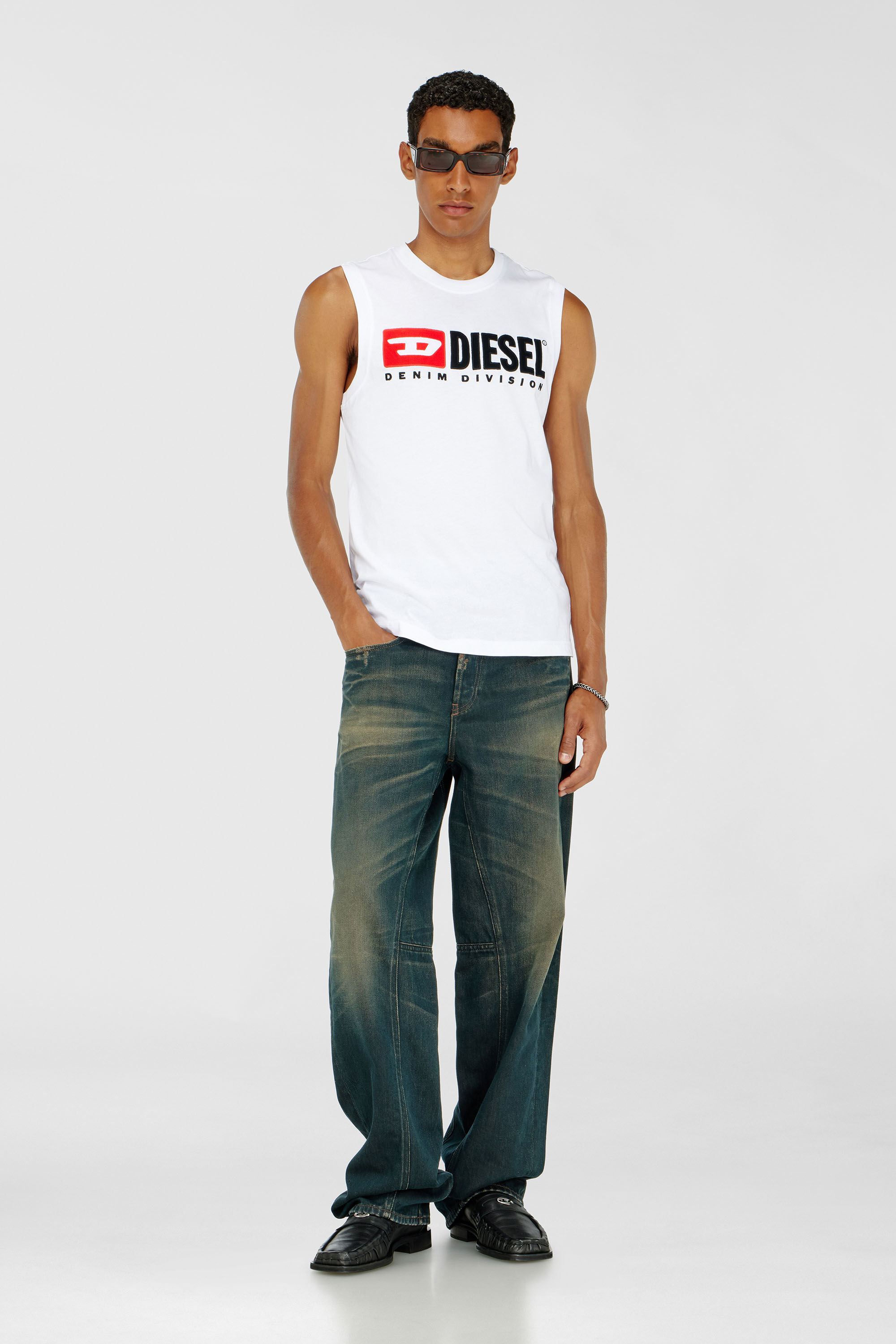 Diesel - T-ISCO-DIV, Herren Tanktop mit Logo-Print vorn in Wei&szlig; - 1