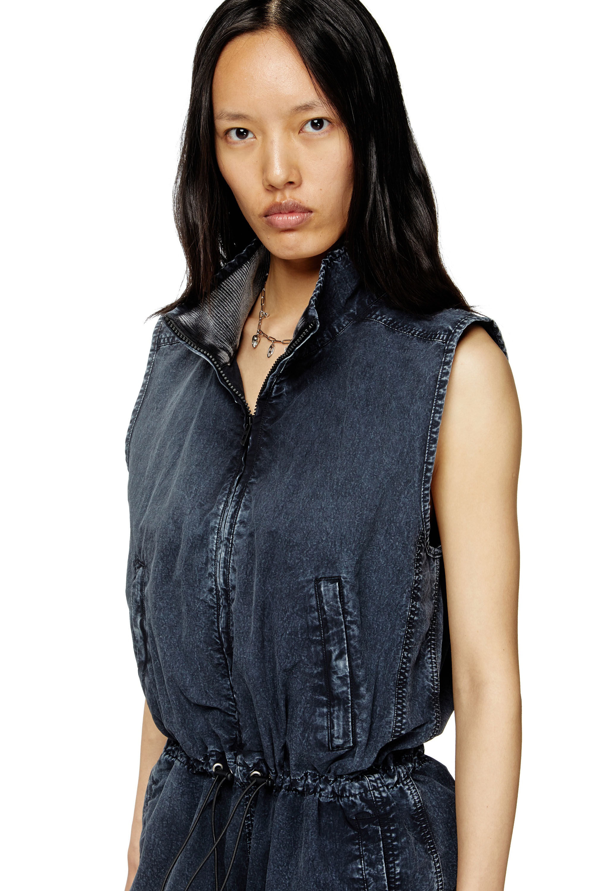 Diesel - J-ANNET, Damen Playsuit aus behandeltem Nylon in Dunkelblau - 3