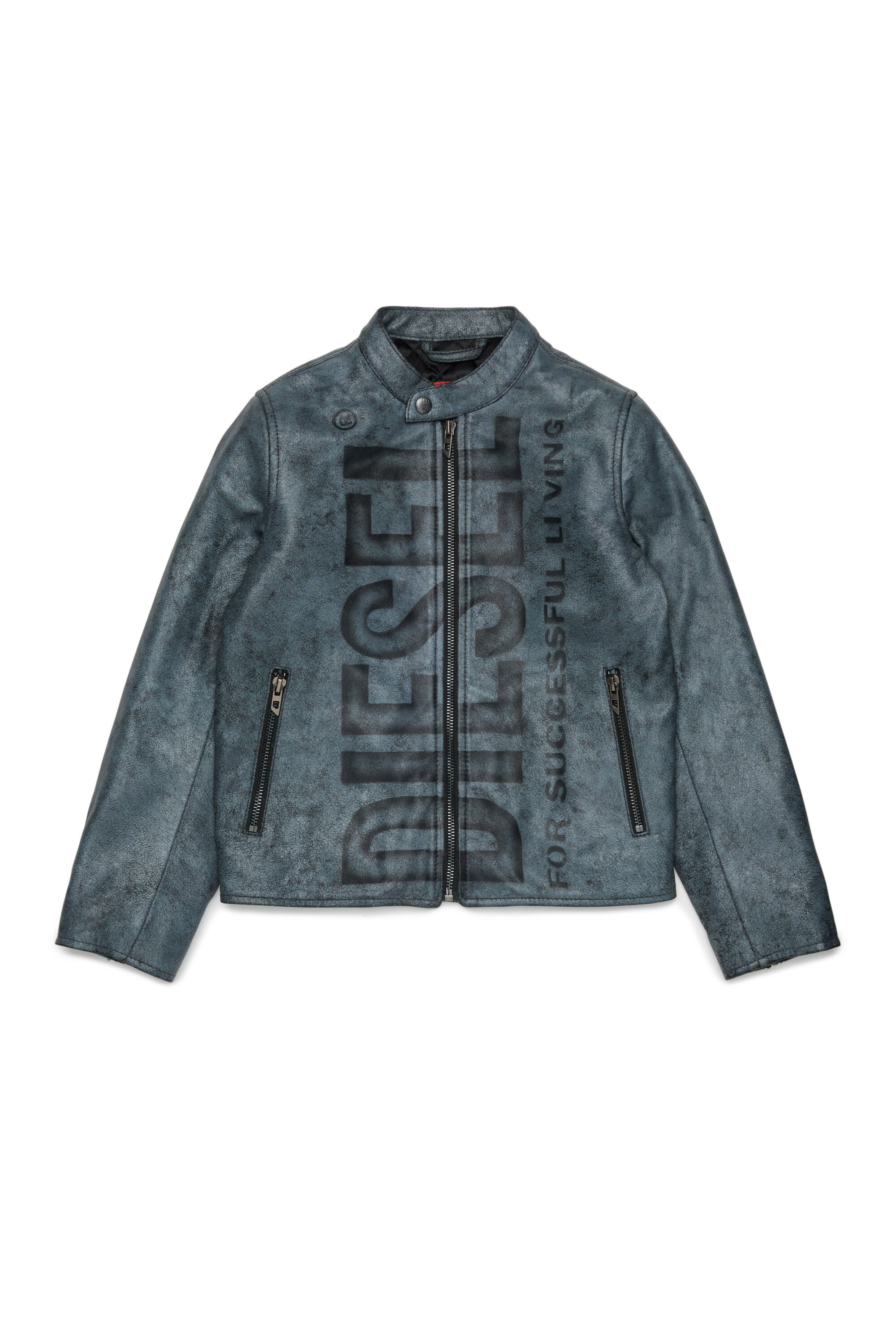 Diesel - JLEVERT, Herren Leder-bikerjacke mit maxi-logo in Schwarz - 1
