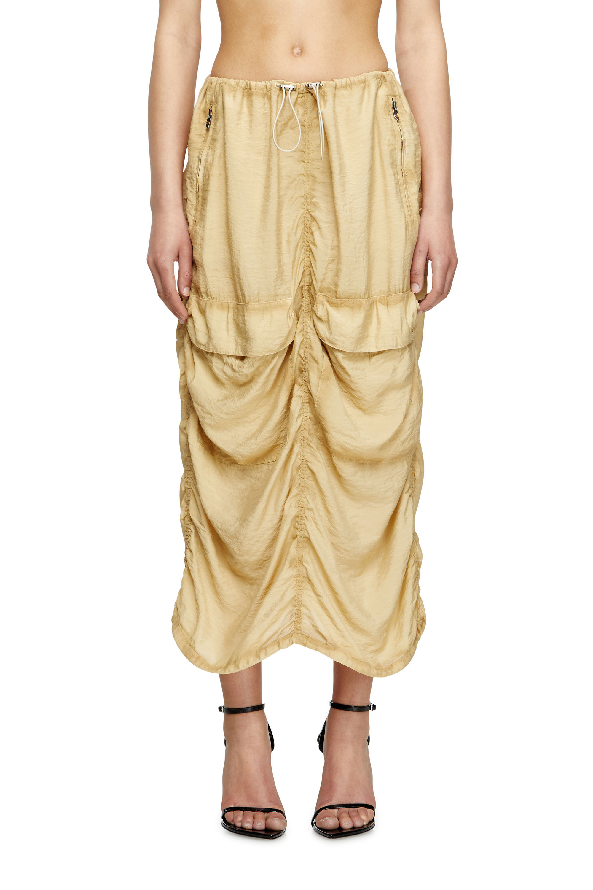 Diesel - O-RACLE, Damen Cargo-Midi-Rock aus behandeltem Viskose-Nylon in Beige - 3