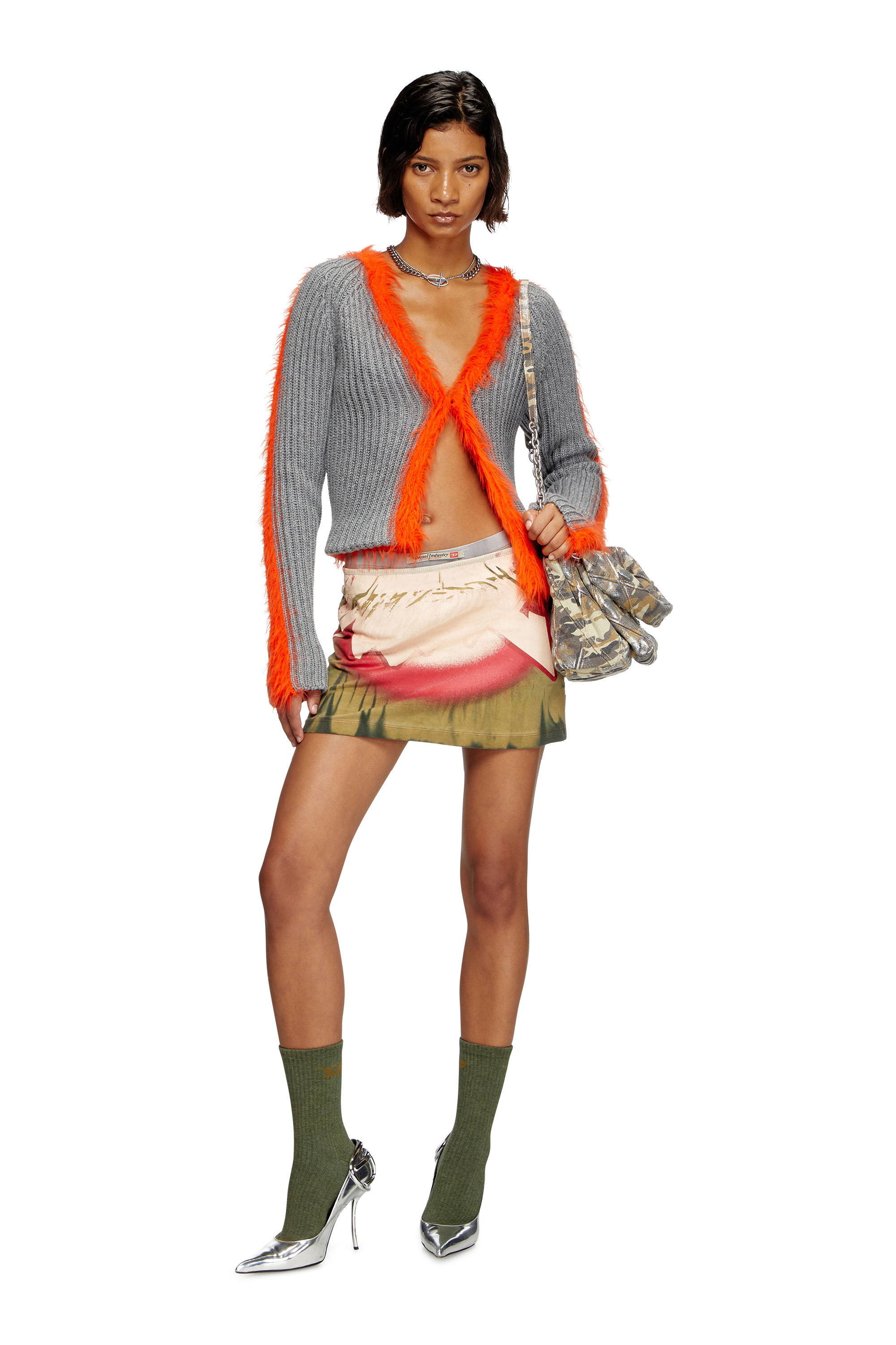 Diesel - O-HUNT-Q1, Damen Minirock mit Blowout-Print in Armeegrün - 1