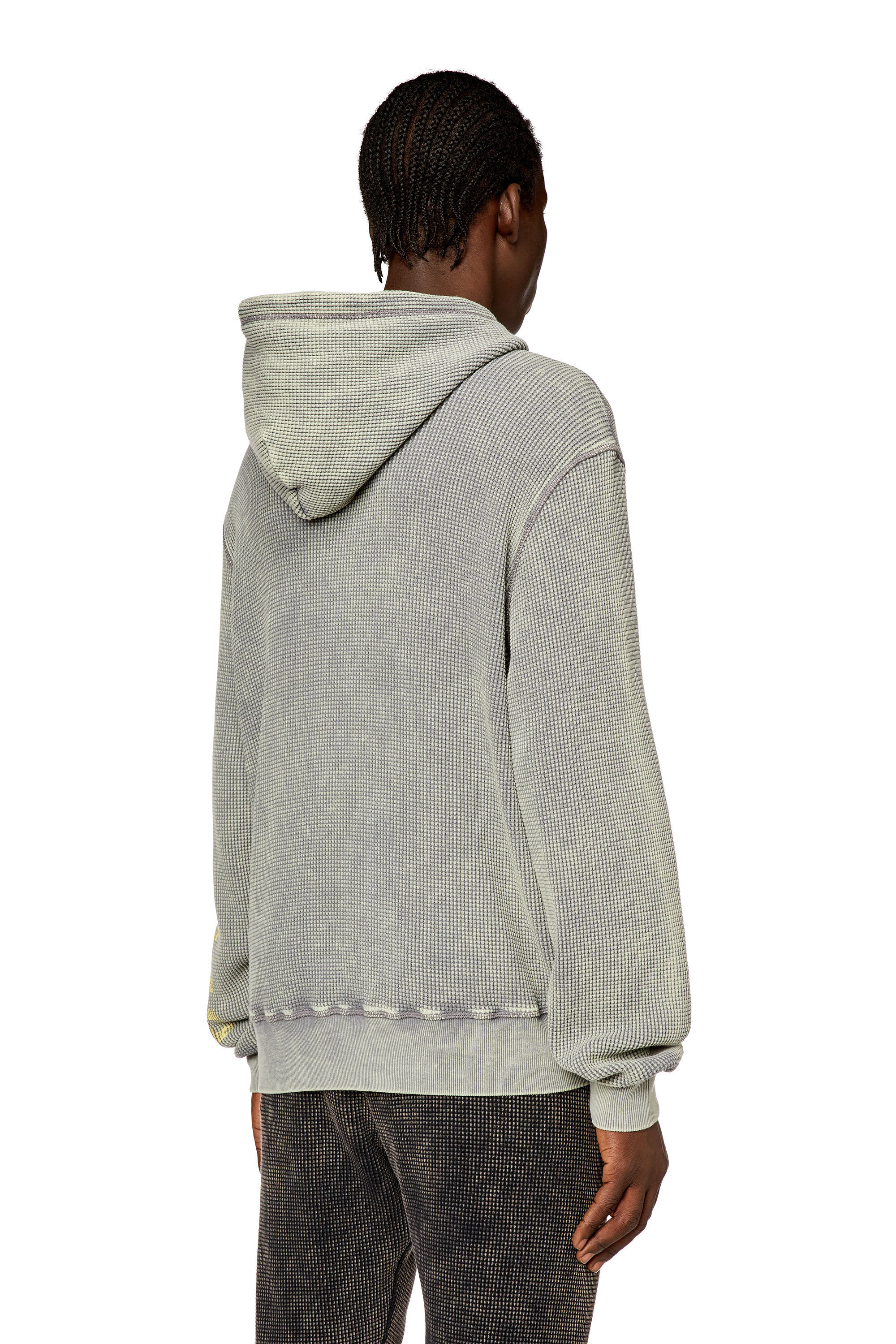 Diesel - S-GINAFY-HOOD, Herren Hoodie aus Jersey mit Makro-Waffelstruktur in Grau - 4