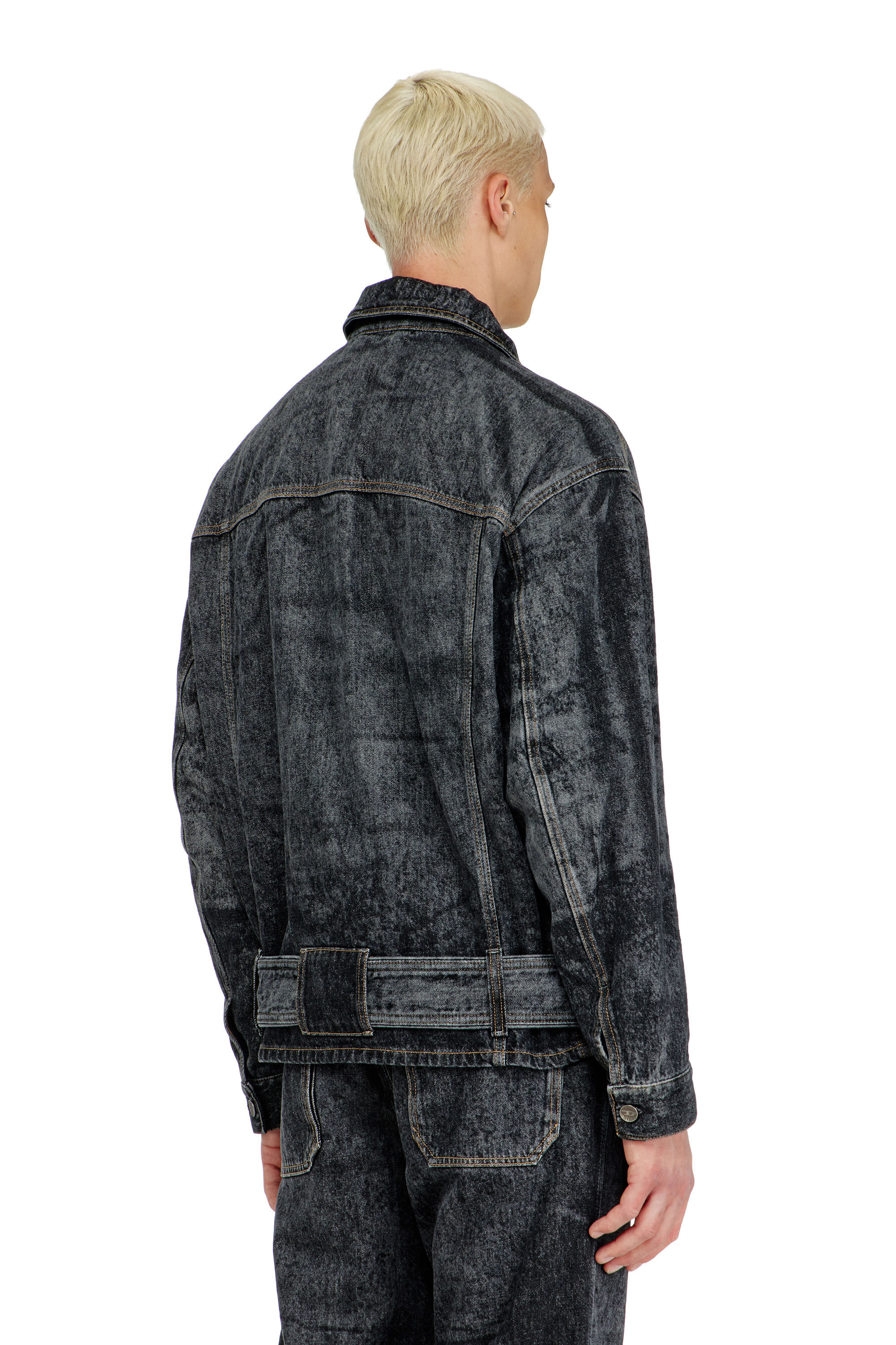 Diesel - D-VALERO-S, Herren Biker-inspirierte Jeansjacke in Schwarz/Dunkelgrau - 4