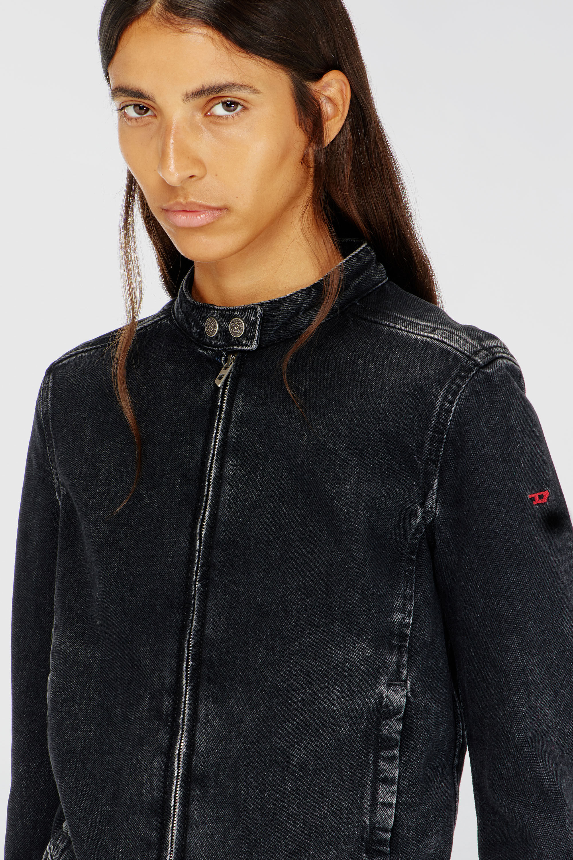 Diesel - DE-MORNIN, Damen Motorradjacke aus Denim in Clean-Wash-Denim in Schwarz - 5