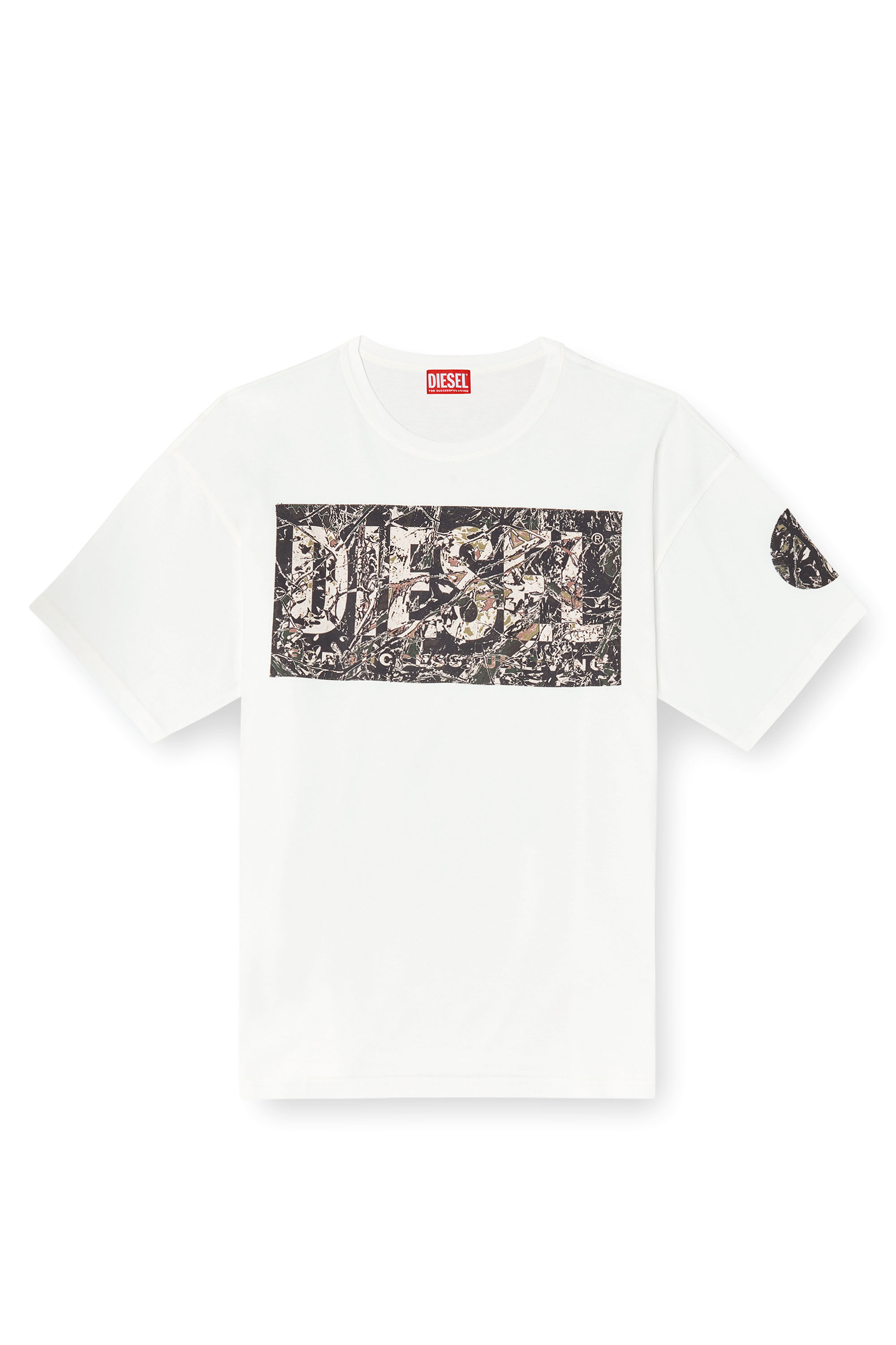 Diesel - T-BOXT-R22, Herren T-Shirt mit großem Gabardine-Patch-Logo in Weiß - 2