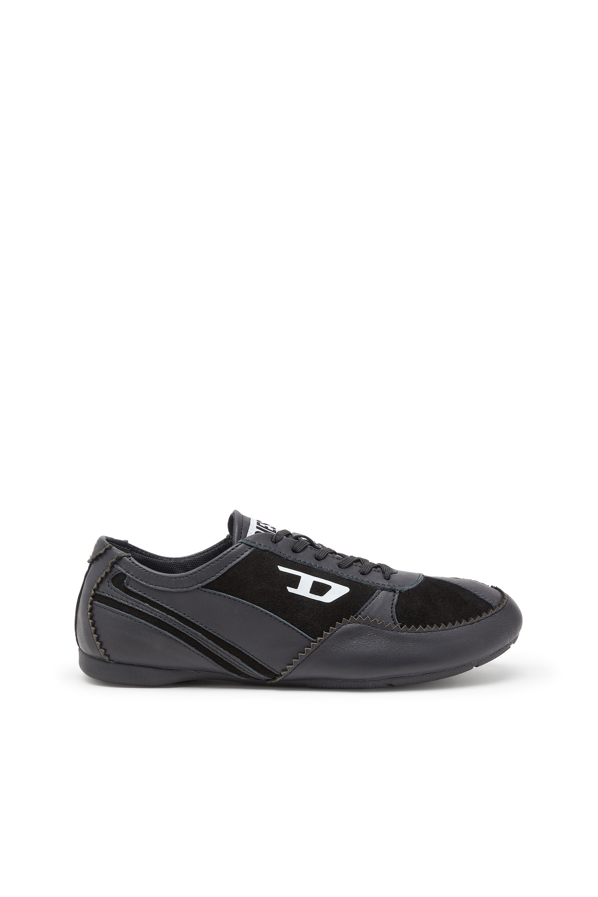Diesel - D-MILE LOW W, Damen D-Mile-Flat-Sneaker aus Leder und Veloursleder in Schwarz - 1