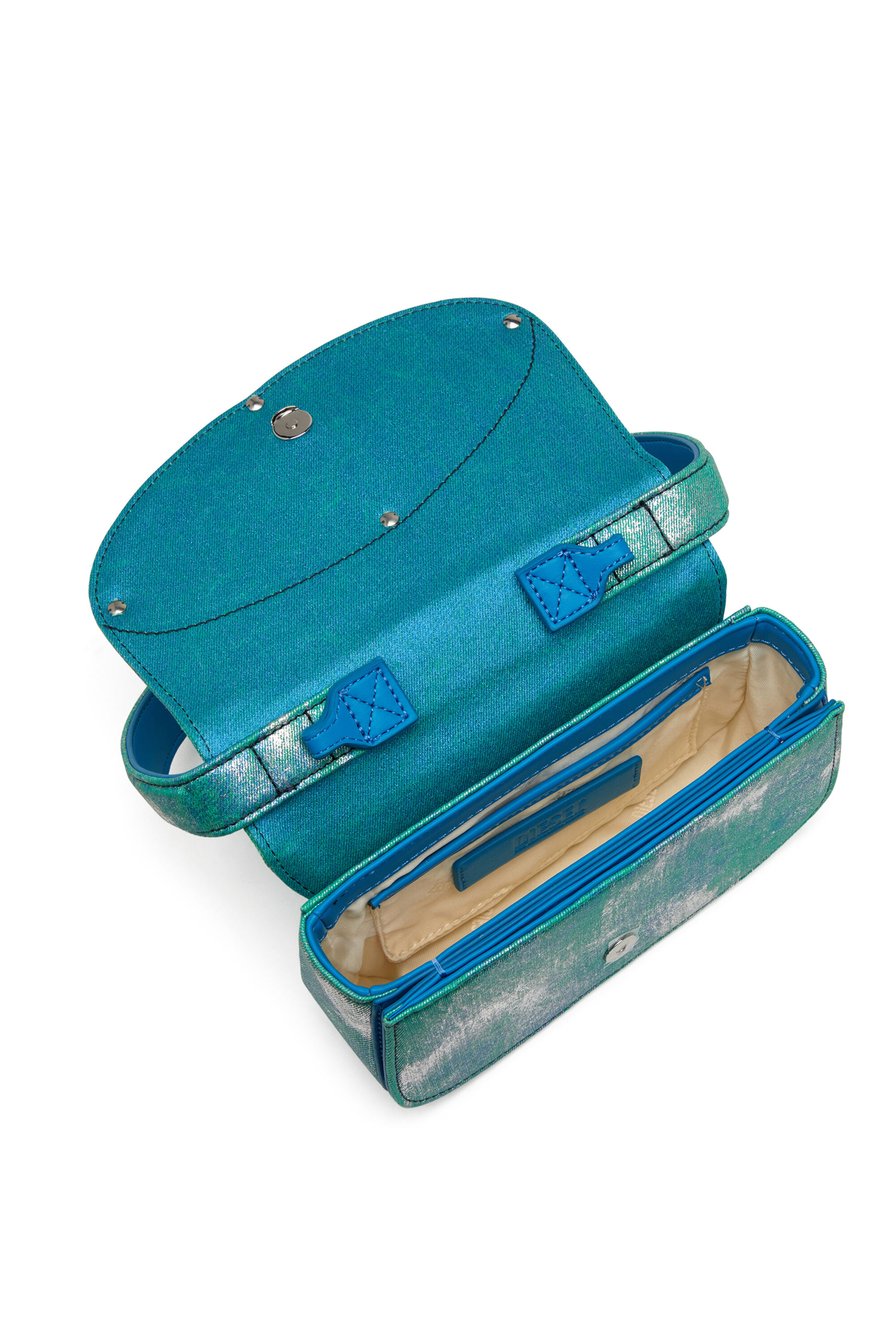 Diesel - 1DR, Damen 1DR-Ikonische Schultertasche aus popfarbenem Denim in Blau/Grün - 5