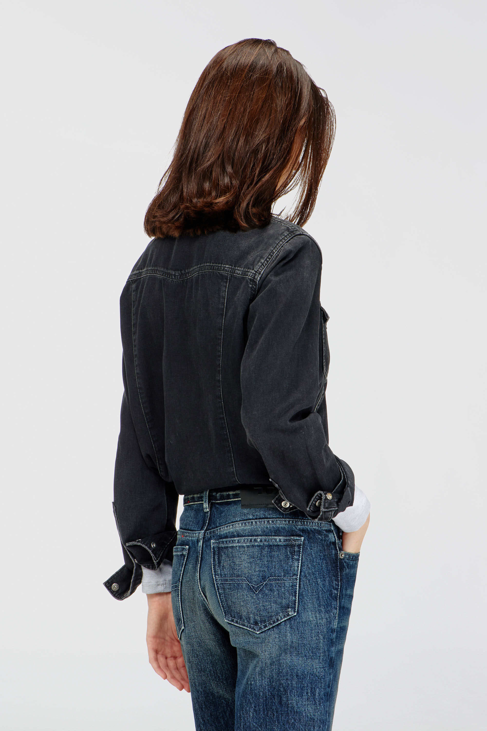 Diesel - DE-WAVES, Damen Western-Hemd aus behandeltem Denim in Schwarz - 4