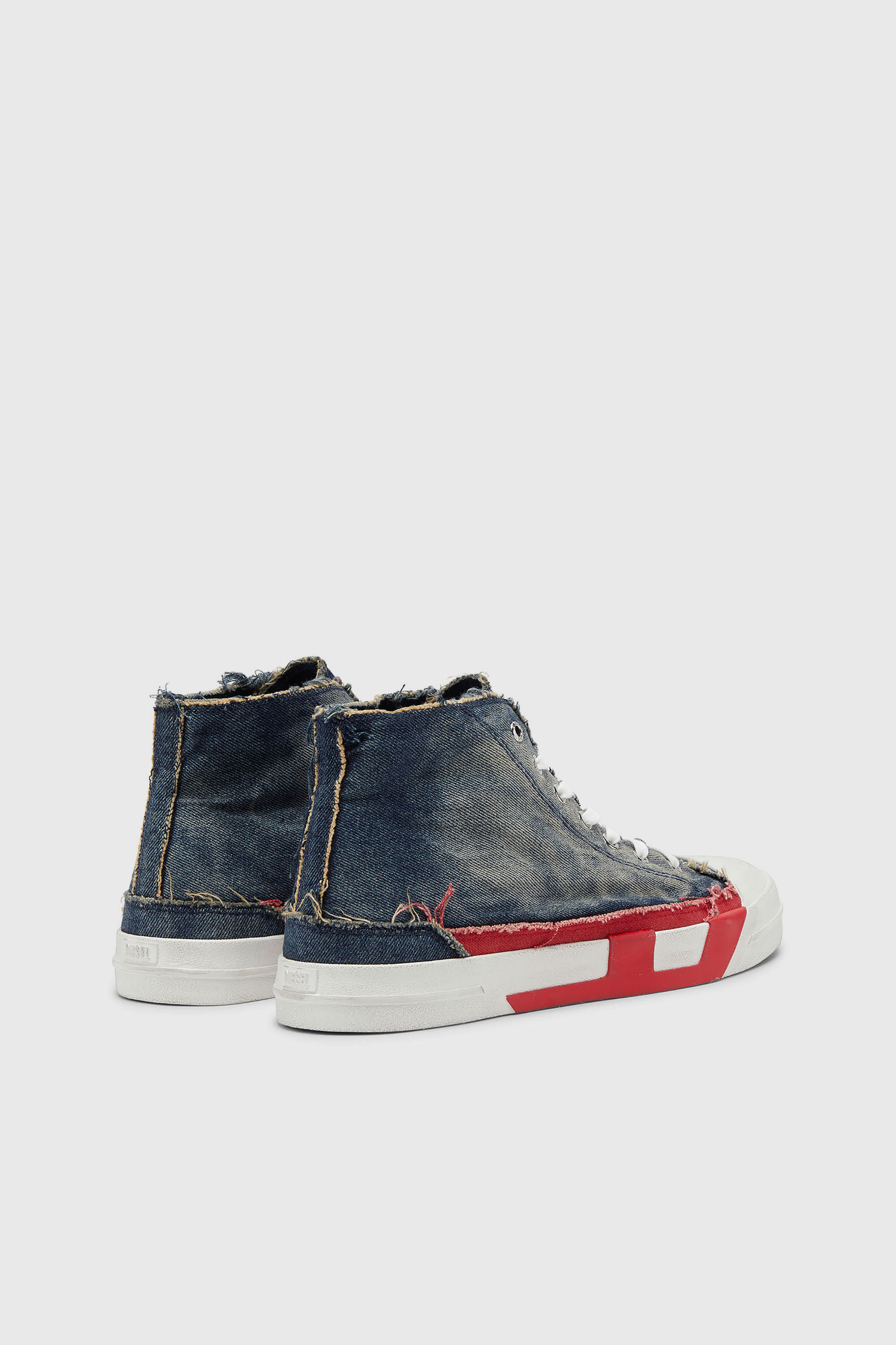 Diesel - S-D-VERSE MID II, Herren D-Verse-High-Top-Sneaker aus Denim mit D-Logo in Blau/Rot - 3