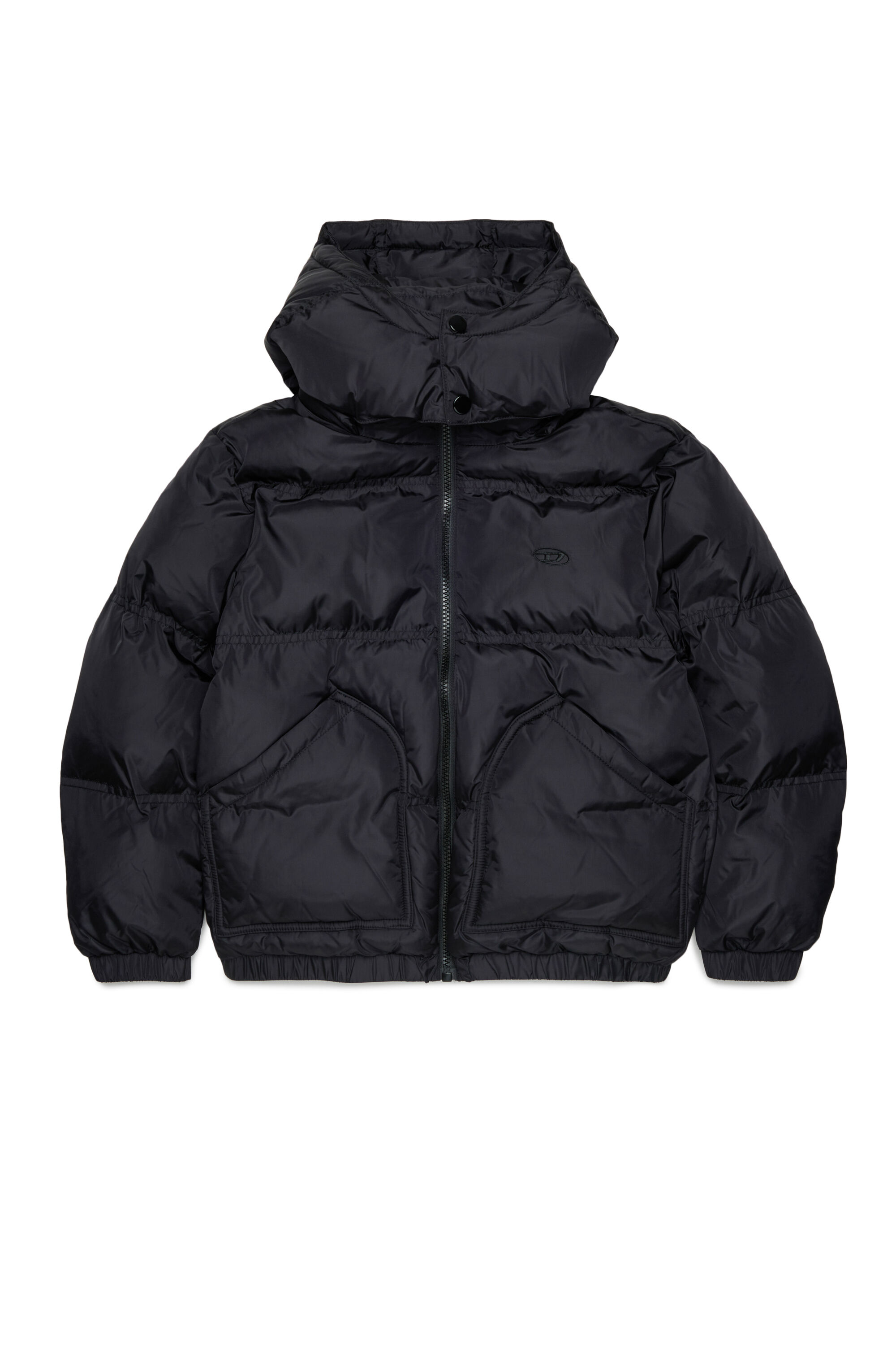 Diesel - JRIVON, Unisex Steppjacke mit Kapuze und oversized Taschen in Schwarz - 1