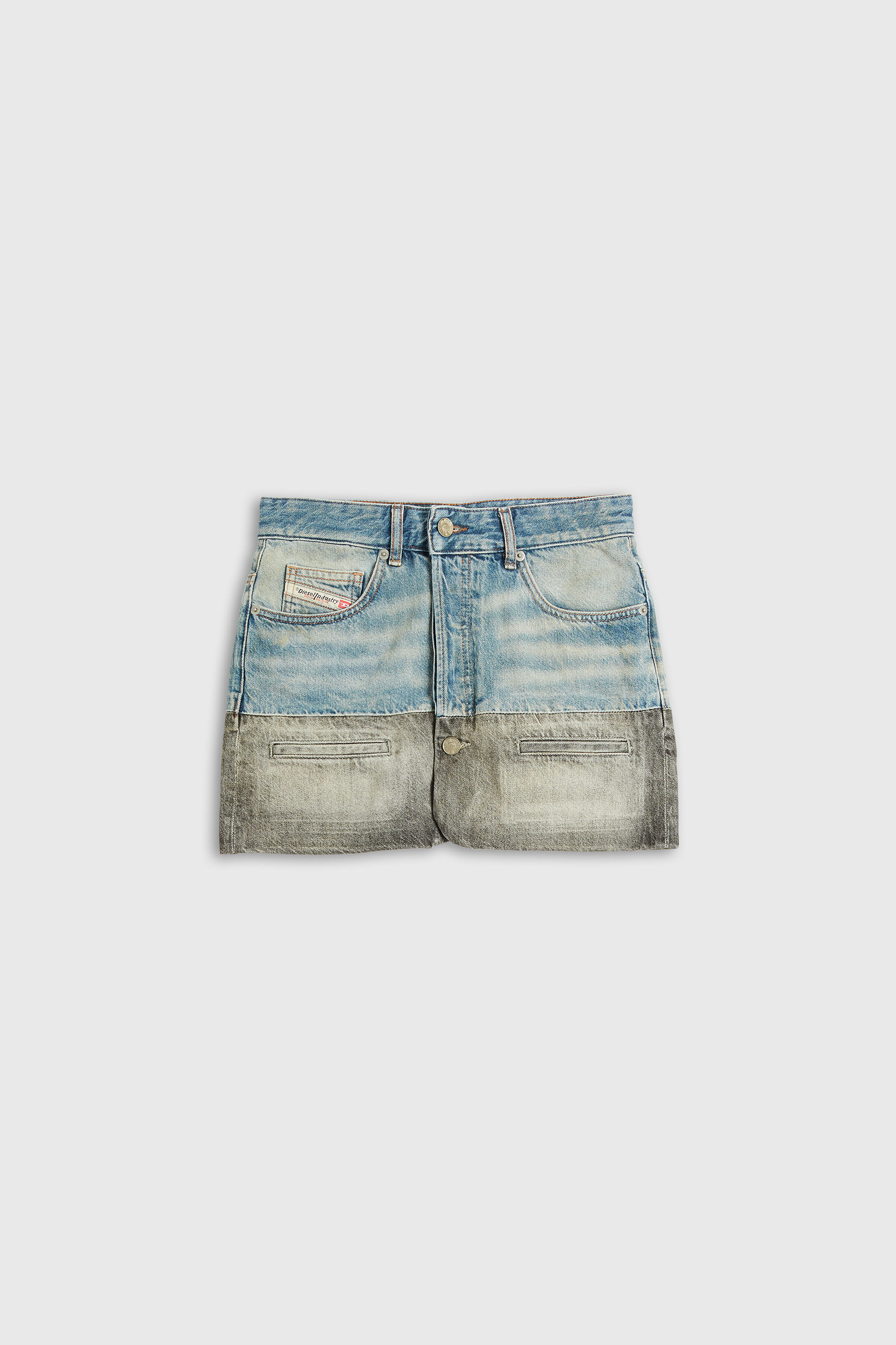 Diesel - DE-RONEE-S1, Damen Denim-Minirock mit kontrastierendem Saum in Blau/Grau - 2