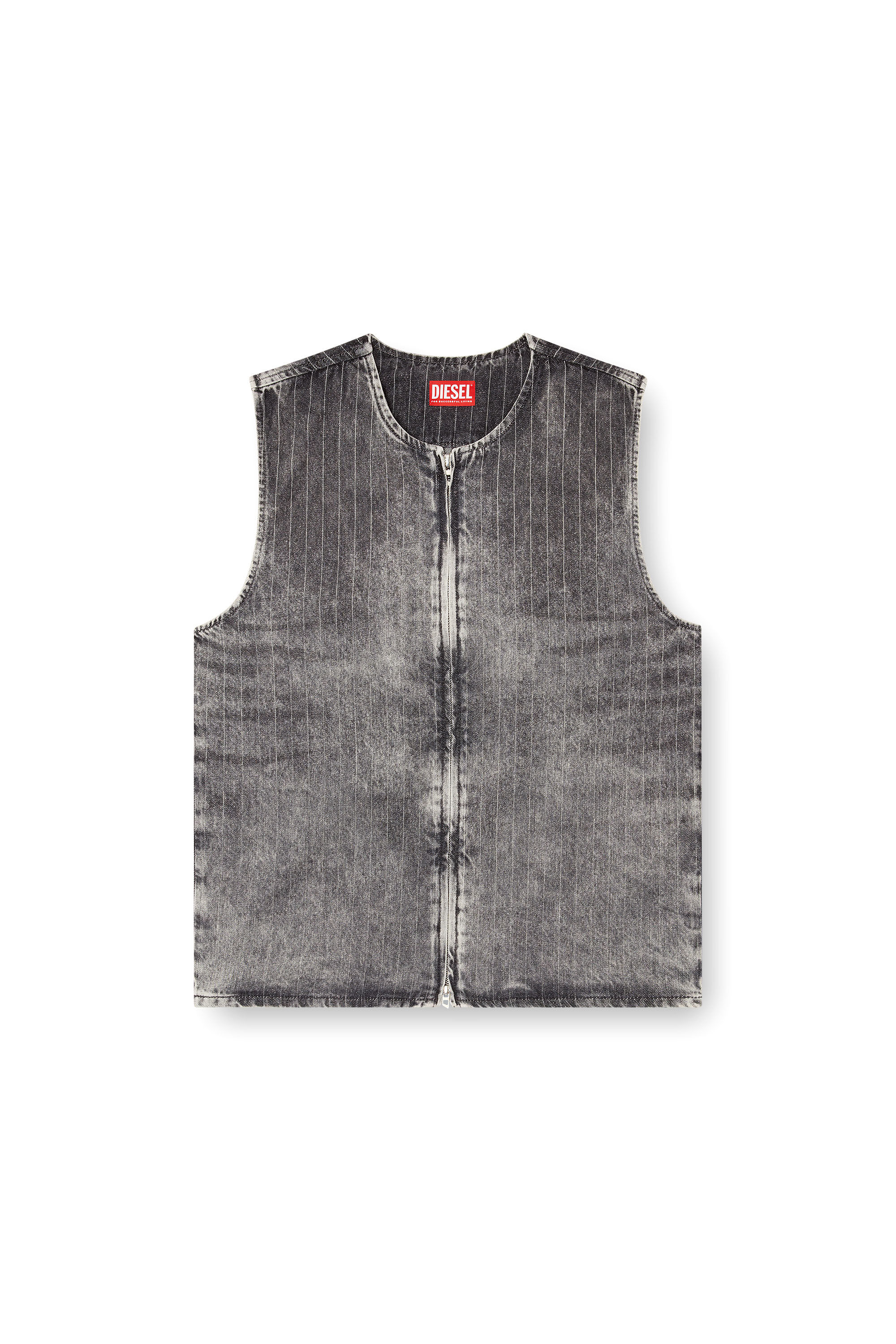 Diesel - D-SUND-S, Unisex Weste aus Denim mit Nadelstreifen in Grau - 2
