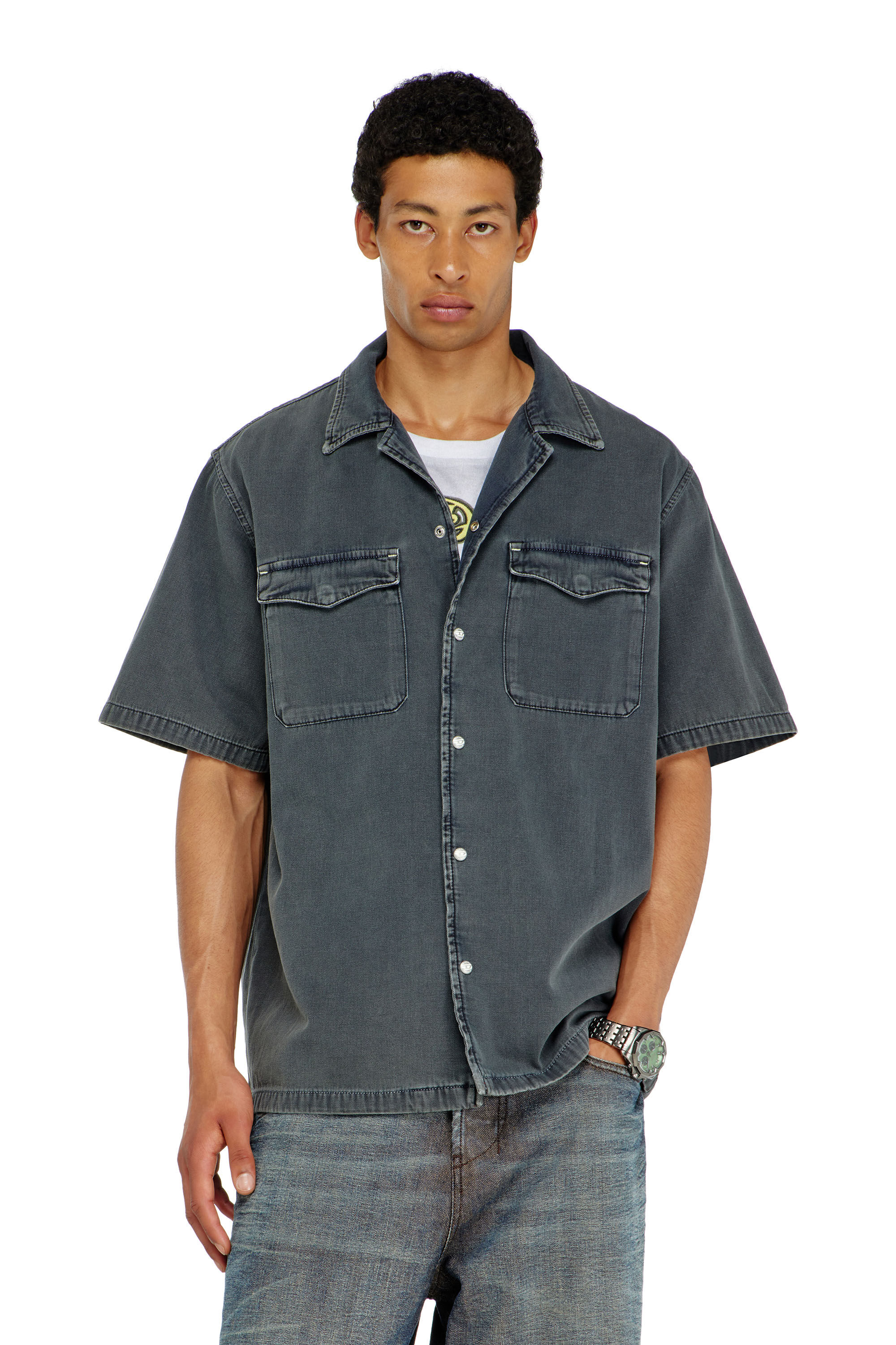 Diesel - D-NABIL-P, Herren Bowling-Hemd aus farbigem denim in null - 3