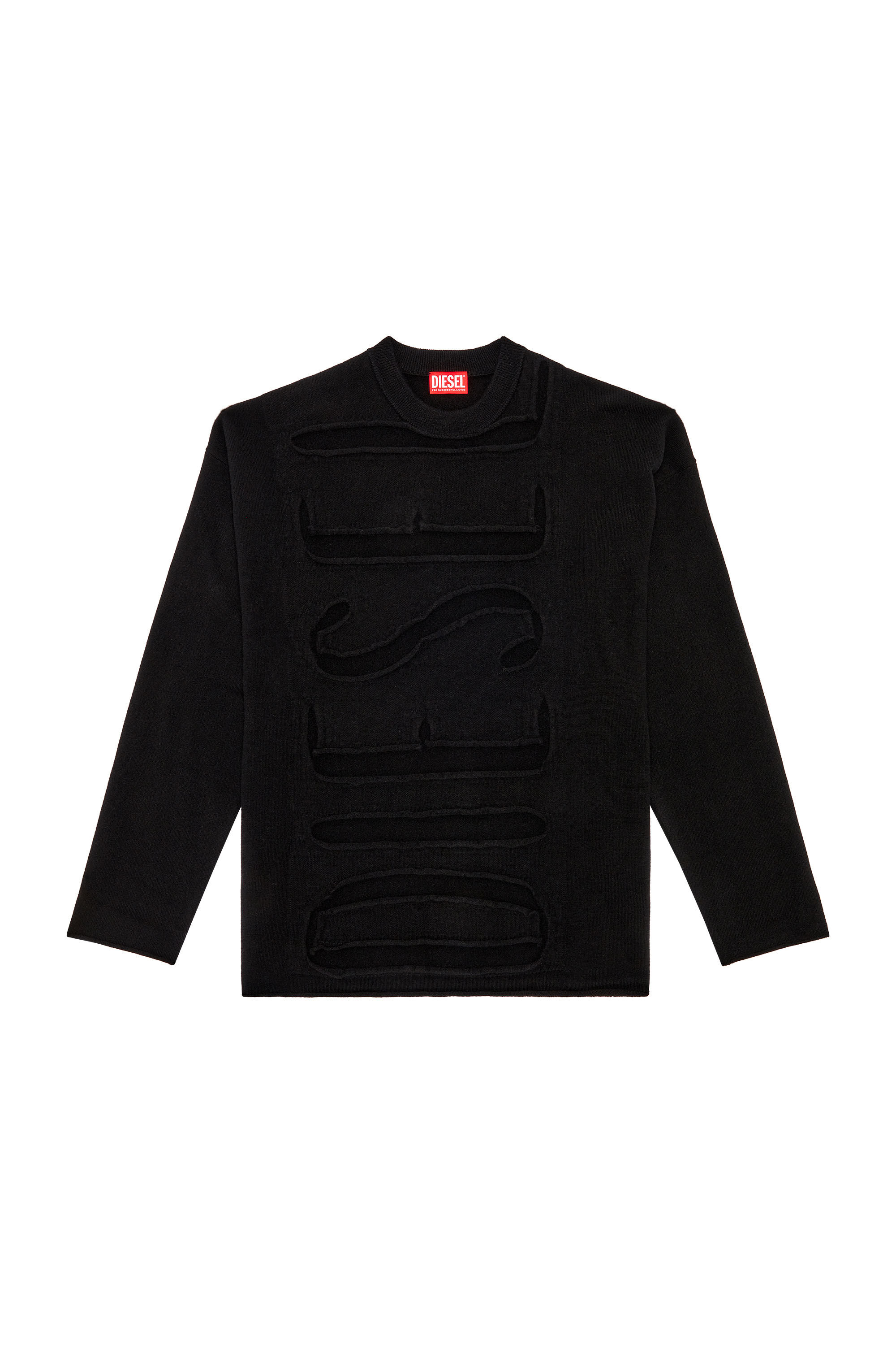 Diesel - K-FLOYD, Herren Pullover aus Wolle mit Peel-Off-Super-Logo in Schwarz - 1