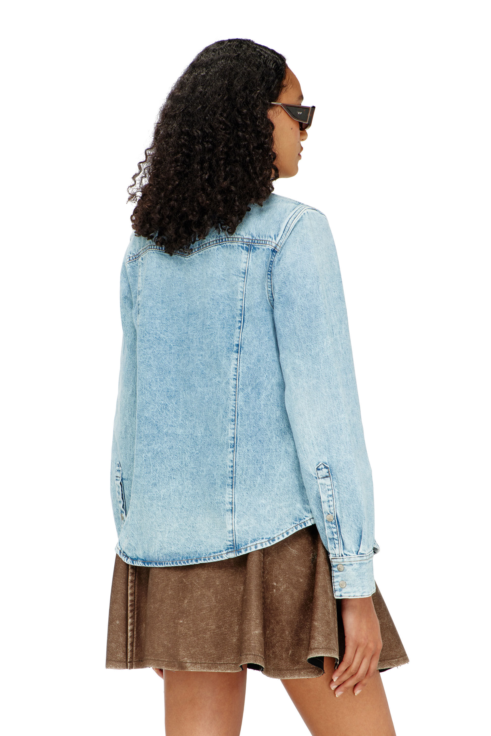 Diesel - DE-WAVES, Damen Western-Shirt aus Denim in Hellblau - 4